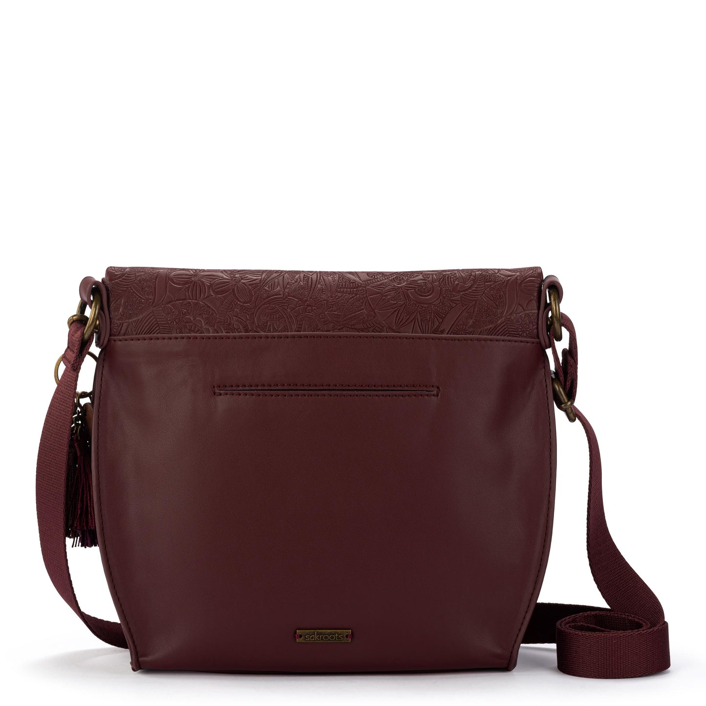 Sakroots Arcadia Recycled Flap Crossbody Vegan Leather - Black Cherry