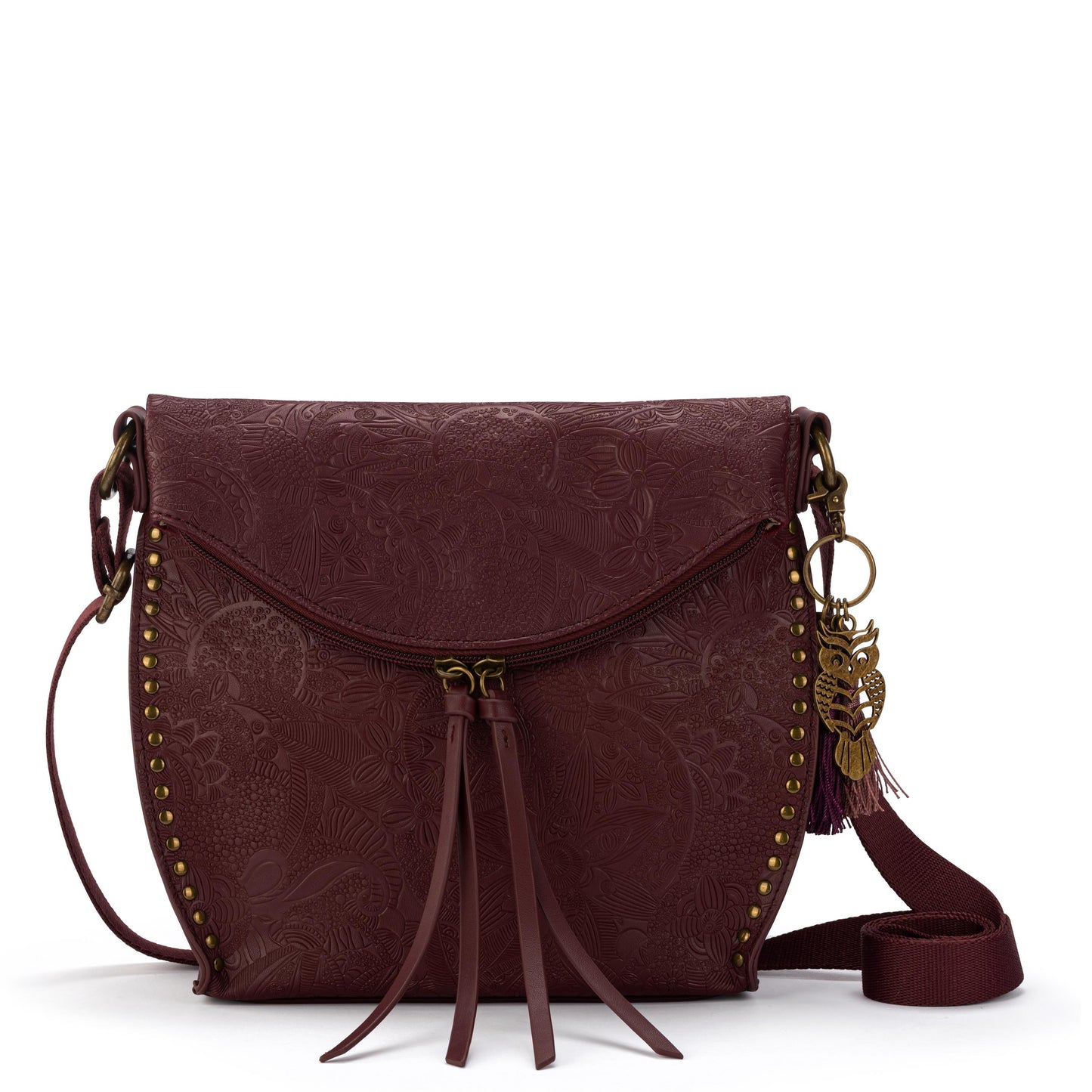 Sakroots Arcadia Recycled Flap Crossbody Vegan Leather - Black Cherry