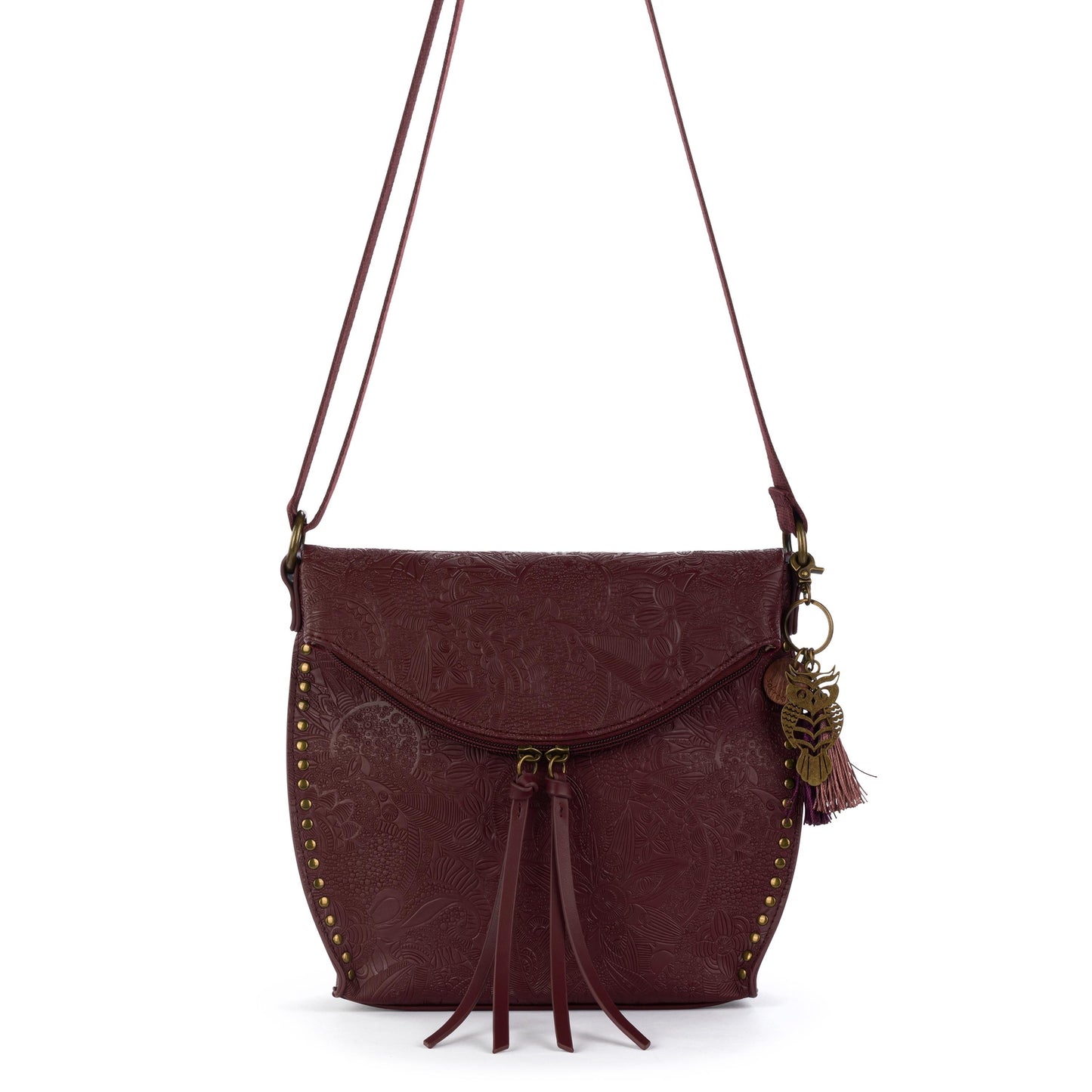Sakroots Arcadia Recycled Flap Crossbody Vegan Leather - Black Cherry
