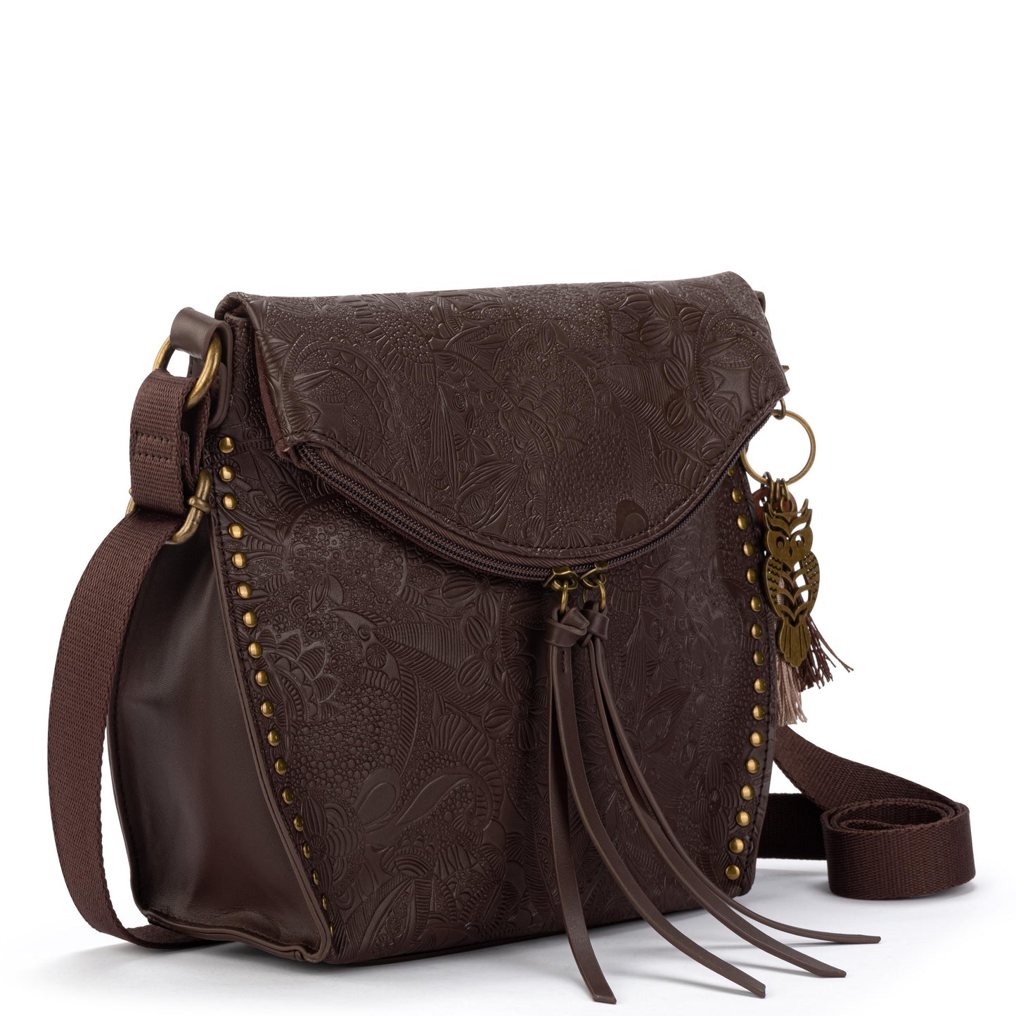 Sakroots Arcadia Recycled Flap Crossbody Vegan Leather - Mahogany