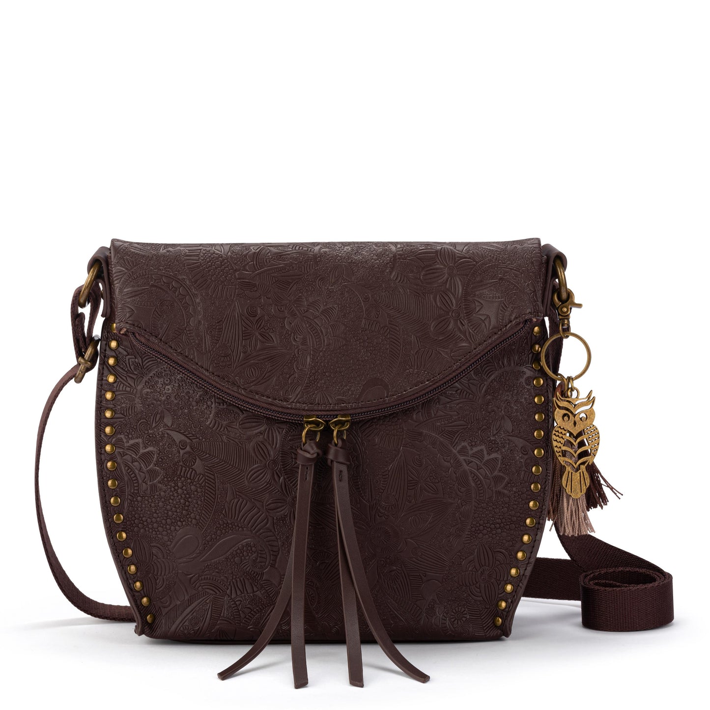 Sakroots Arcadia Recycled Flap Crossbody Vegan Leather - Mahogany
