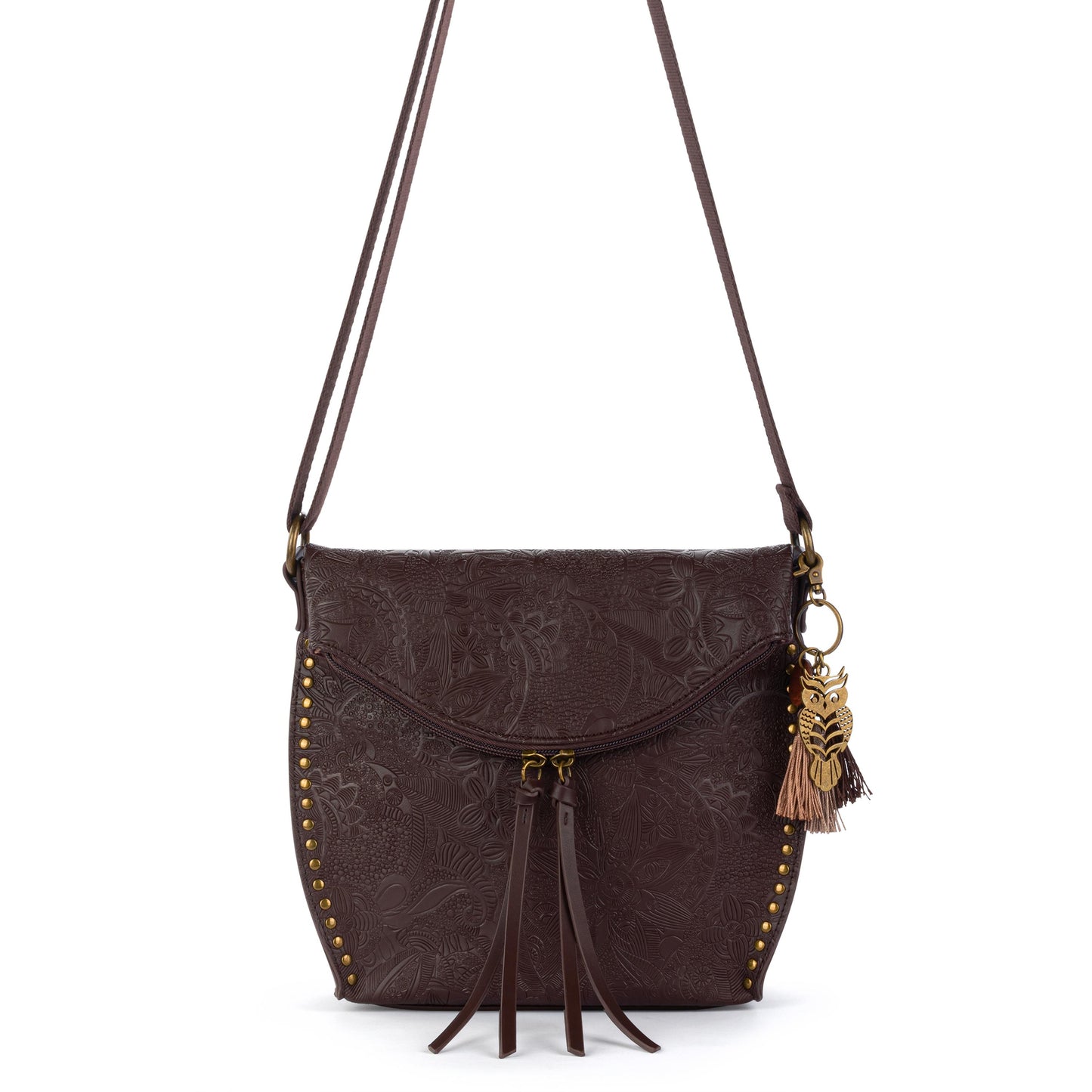 Sakroots Arcadia Recycled Flap Crossbody Vegan Leather - Mahogany