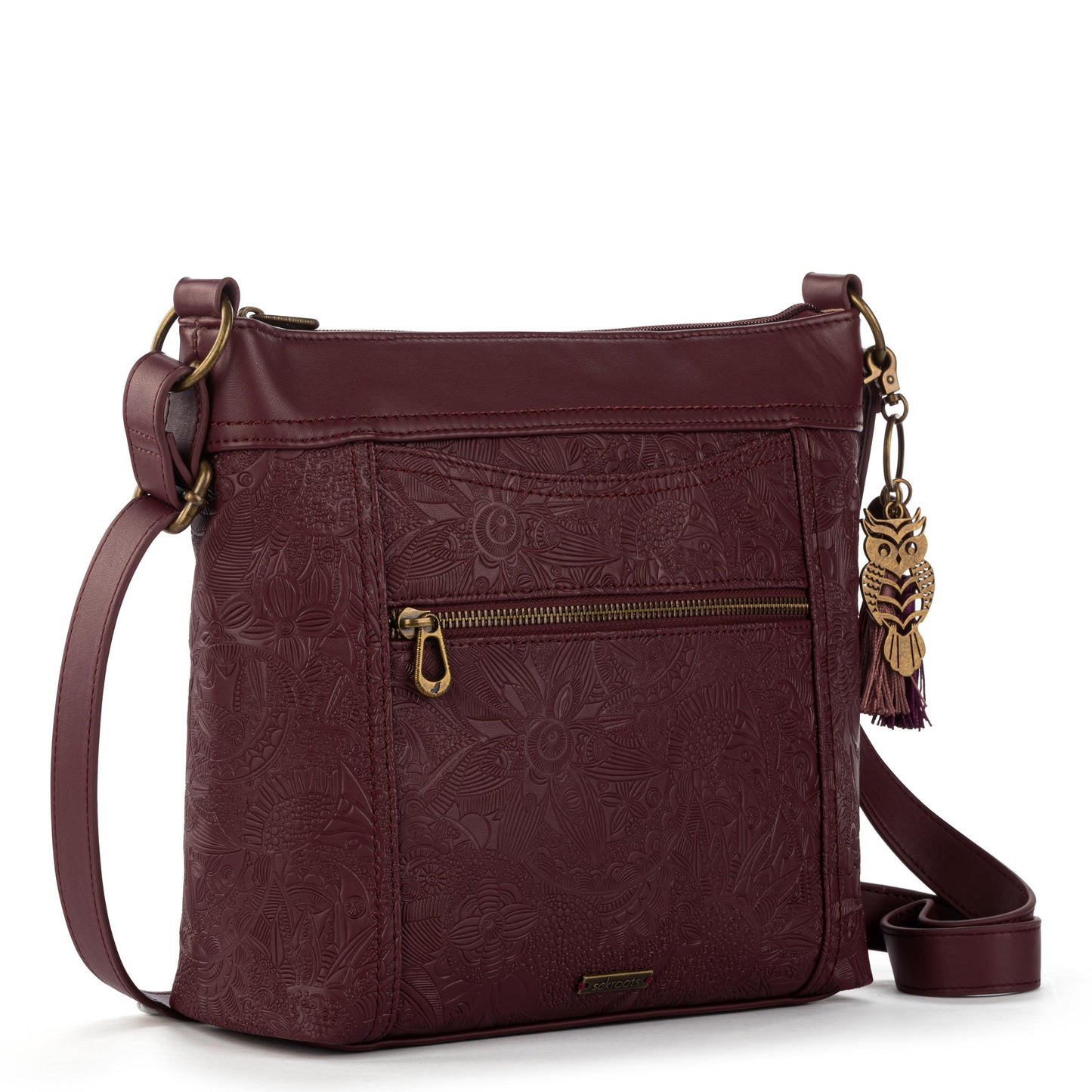 Sakroots Arcadia Recycled Crossbody Vegan Leather - Black Cherry