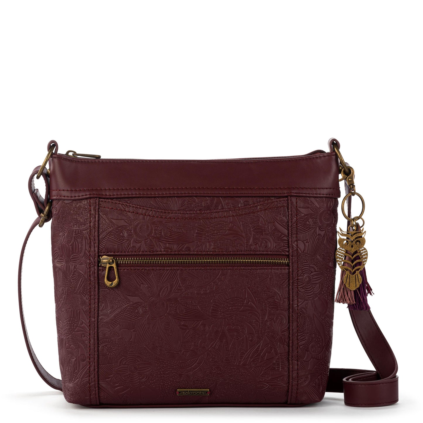 Sakroots Arcadia Recycled Crossbody Vegan Leather - Black Cherry