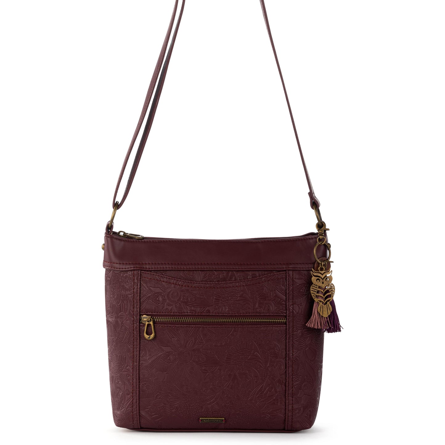 Sakroots Arcadia Recycled Crossbody Vegan Leather - Black Cherry