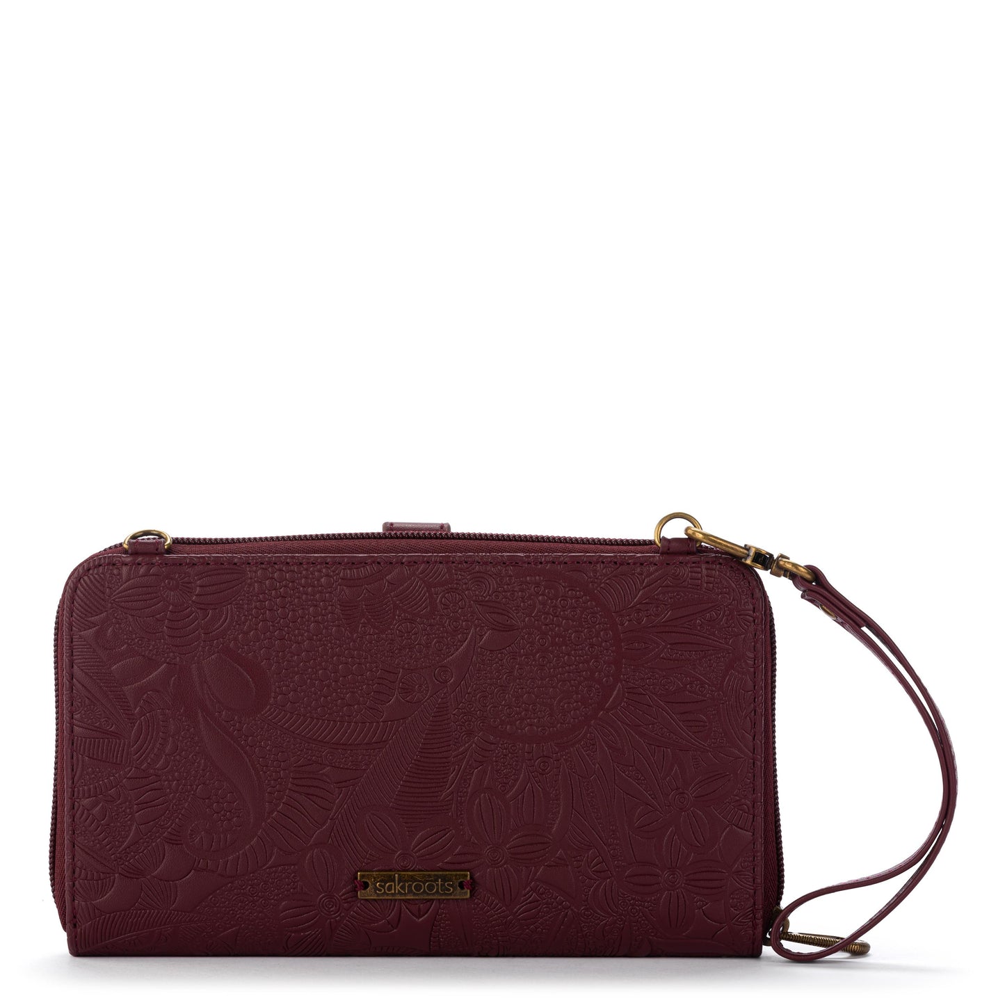 Sakroots Arcadia Recycled Large Smartphone Crossbody Vegan Leather - Black Cherry