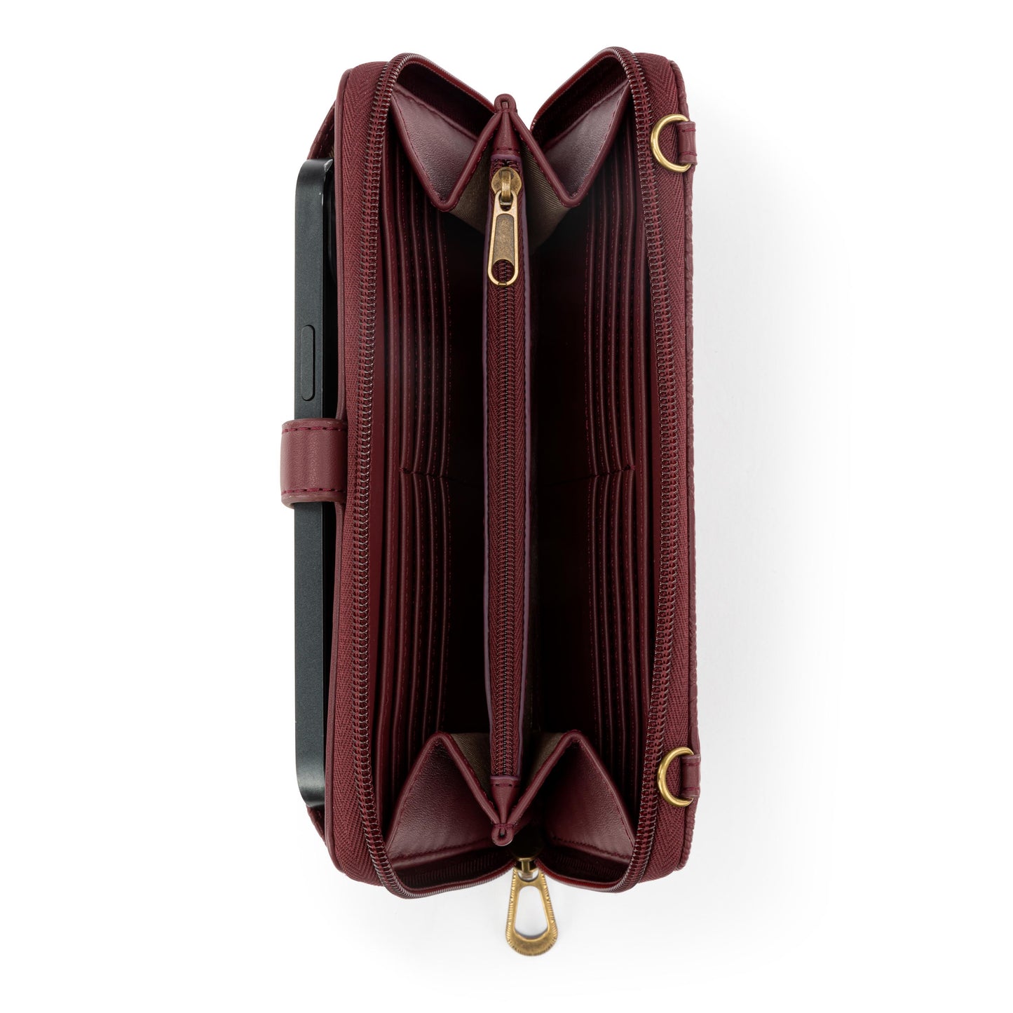 Sakroots Arcadia Recycled Large Smartphone Crossbody Vegan Leather - Black Cherry