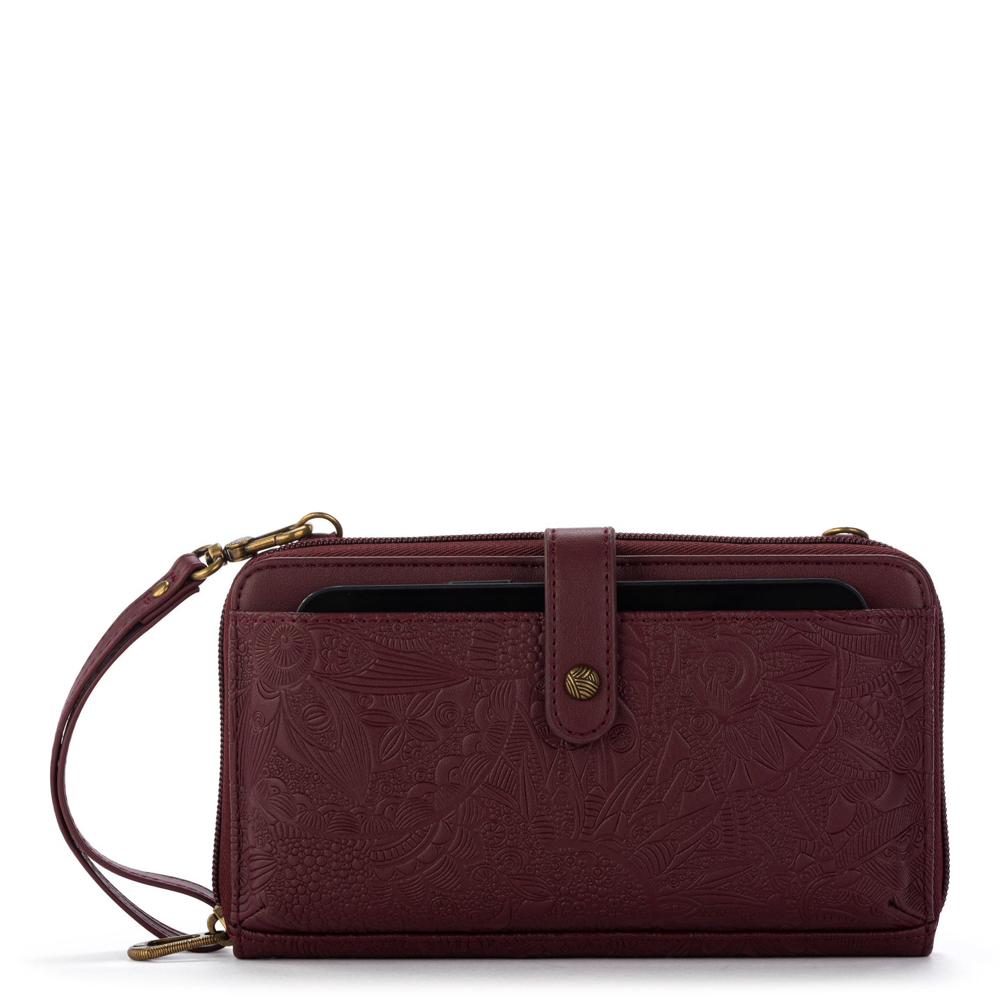 Sakroots Arcadia Recycled Large Smartphone Crossbody Vegan Leather - Black Cherry