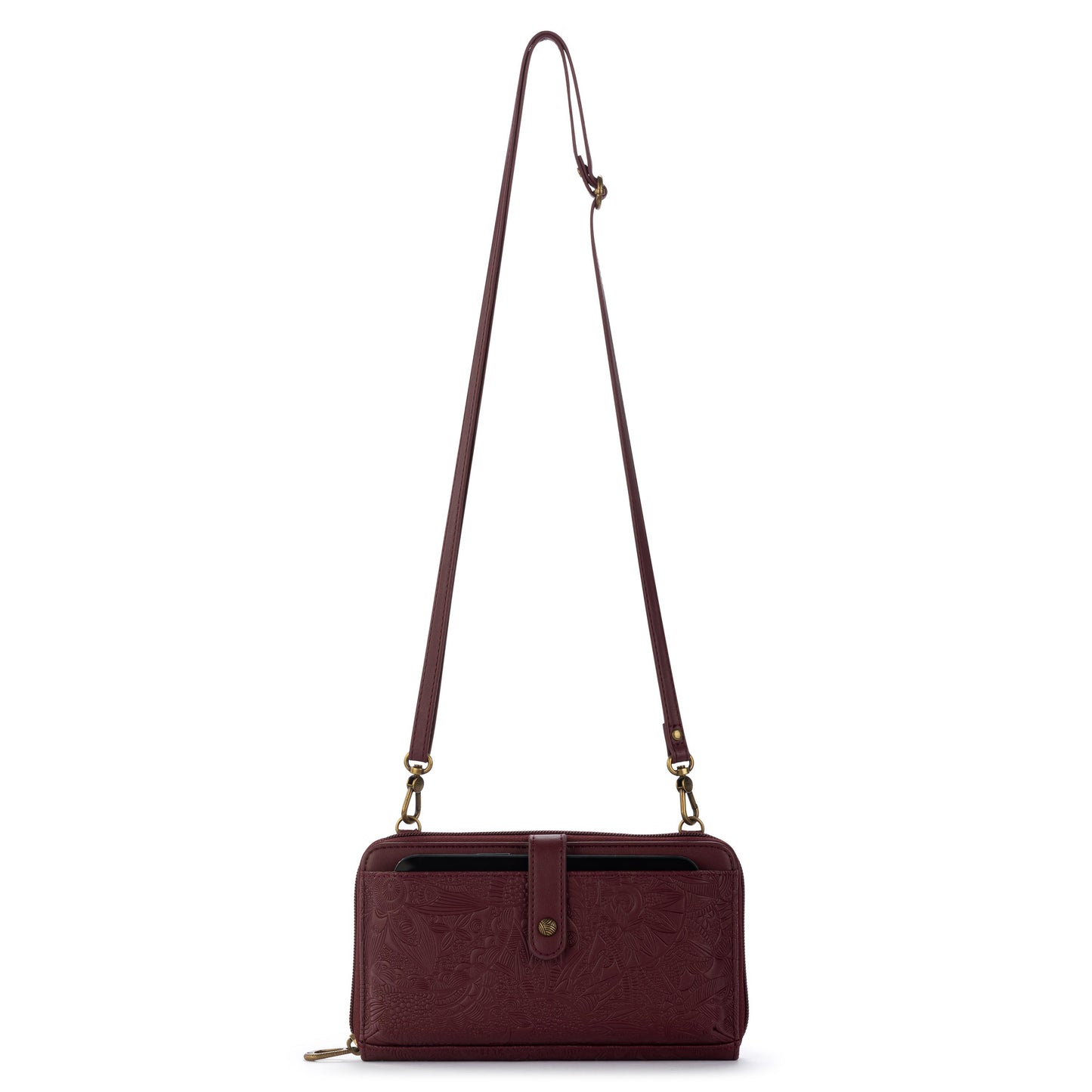 Sakroots Arcadia Recycled Large Smartphone Crossbody Vegan Leather - Black Cherry