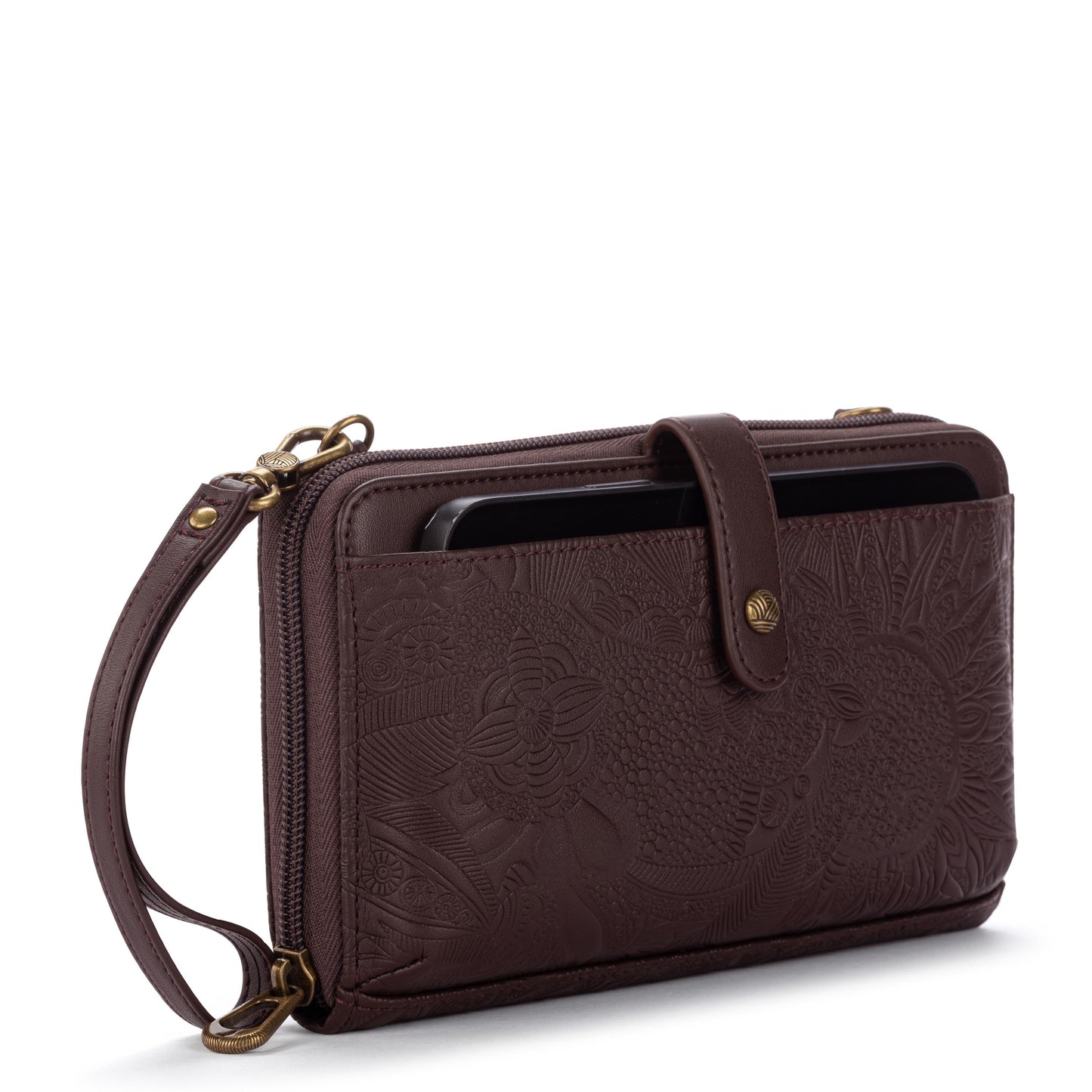 Sakroots Arcadia Recycled Large Smartphone Crossbody Vegan Leather - Mahogany