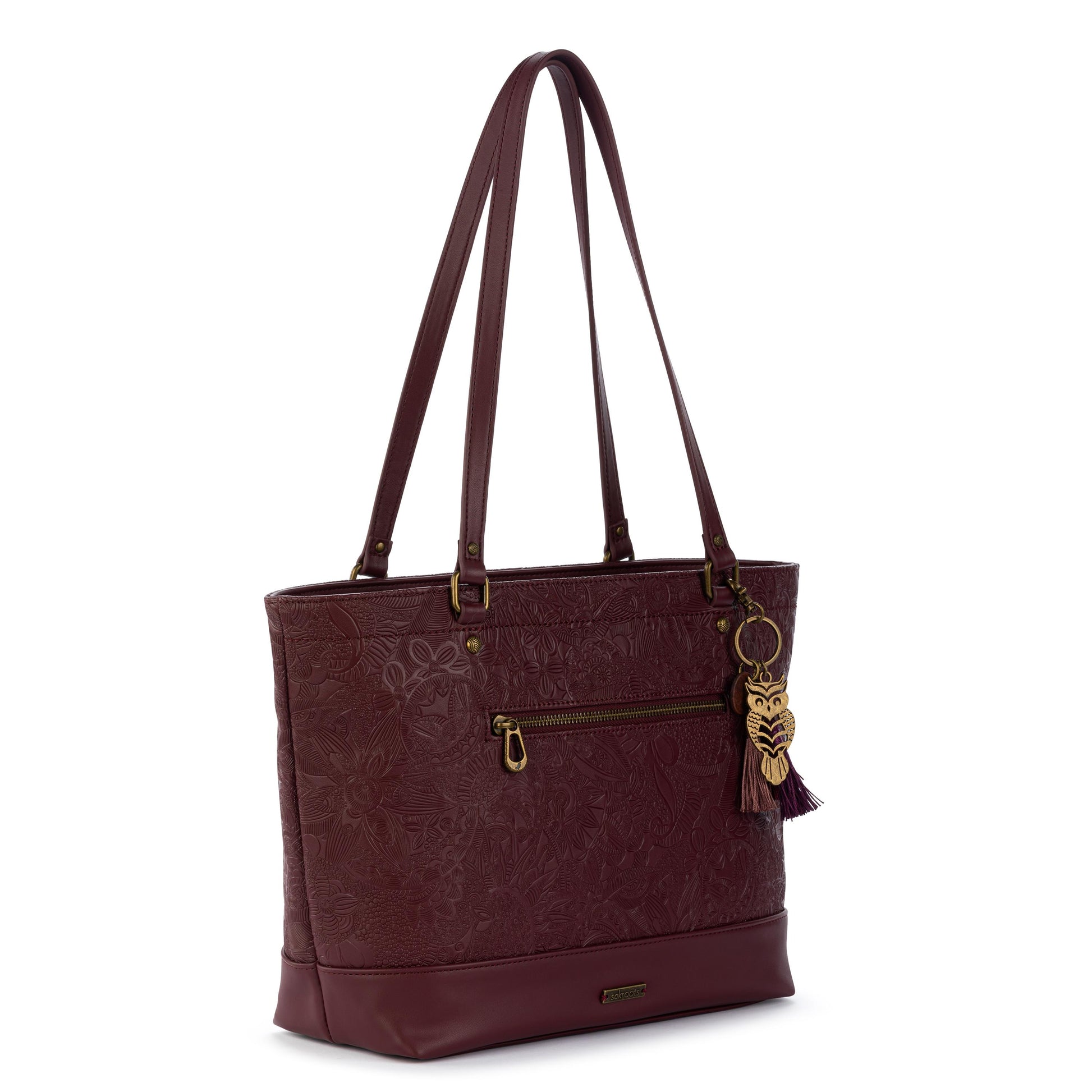 Sakroots Arcadia Recycled Medium Tote Vegan Leather - Black Cherry