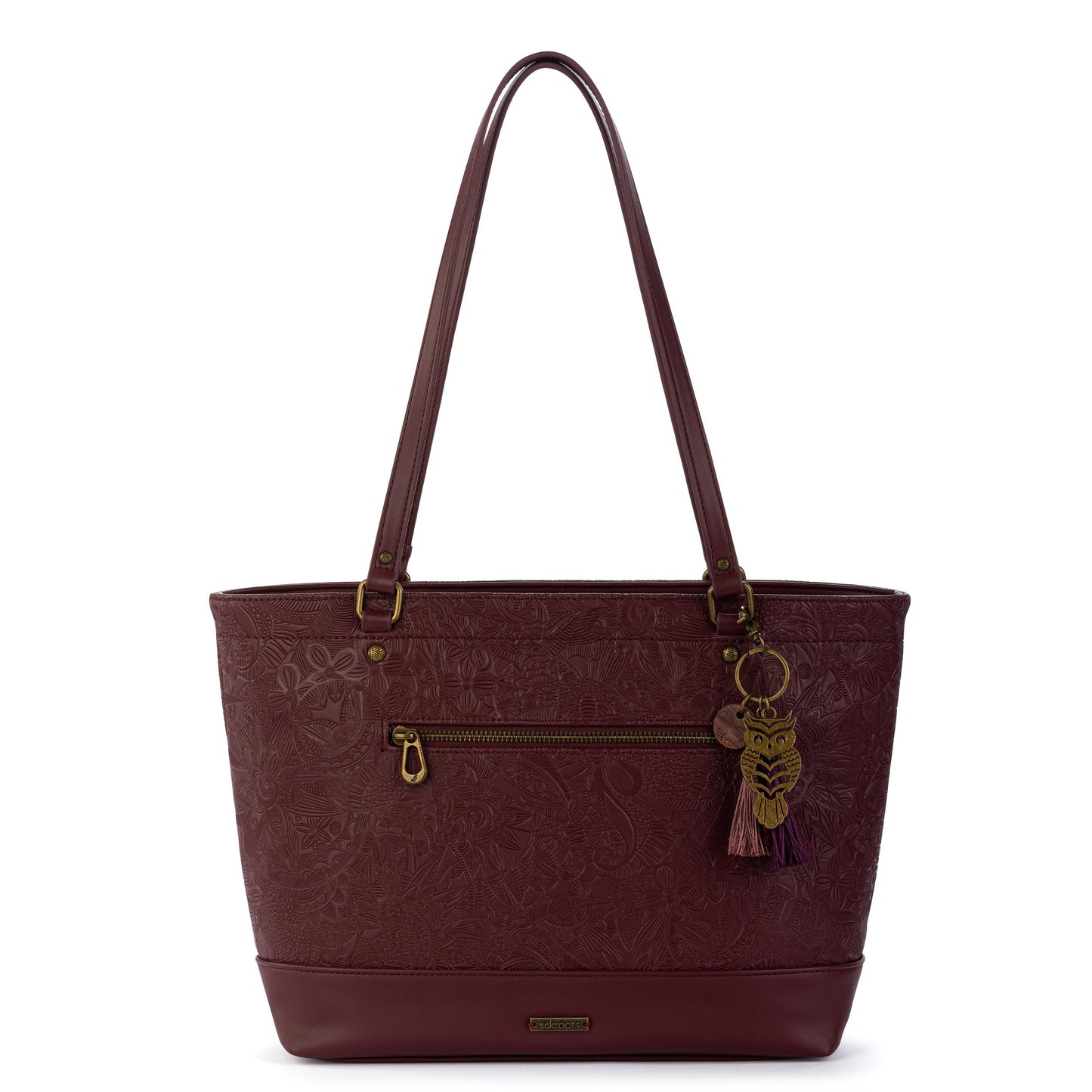 Sakroots Arcadia Recycled Medium Tote Vegan Leather - Black Cherry