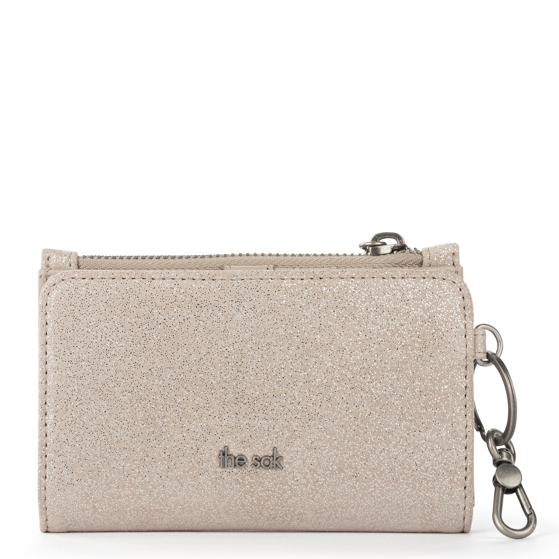 The Sak Encino Card Wallet - Leather - Sand Sparkle Suede