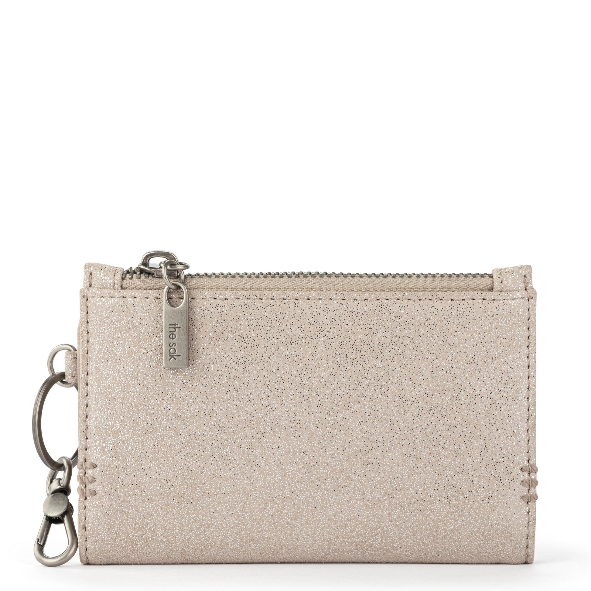 The Sak Encino Card Wallet - Leather - Sand Sparkle Suede