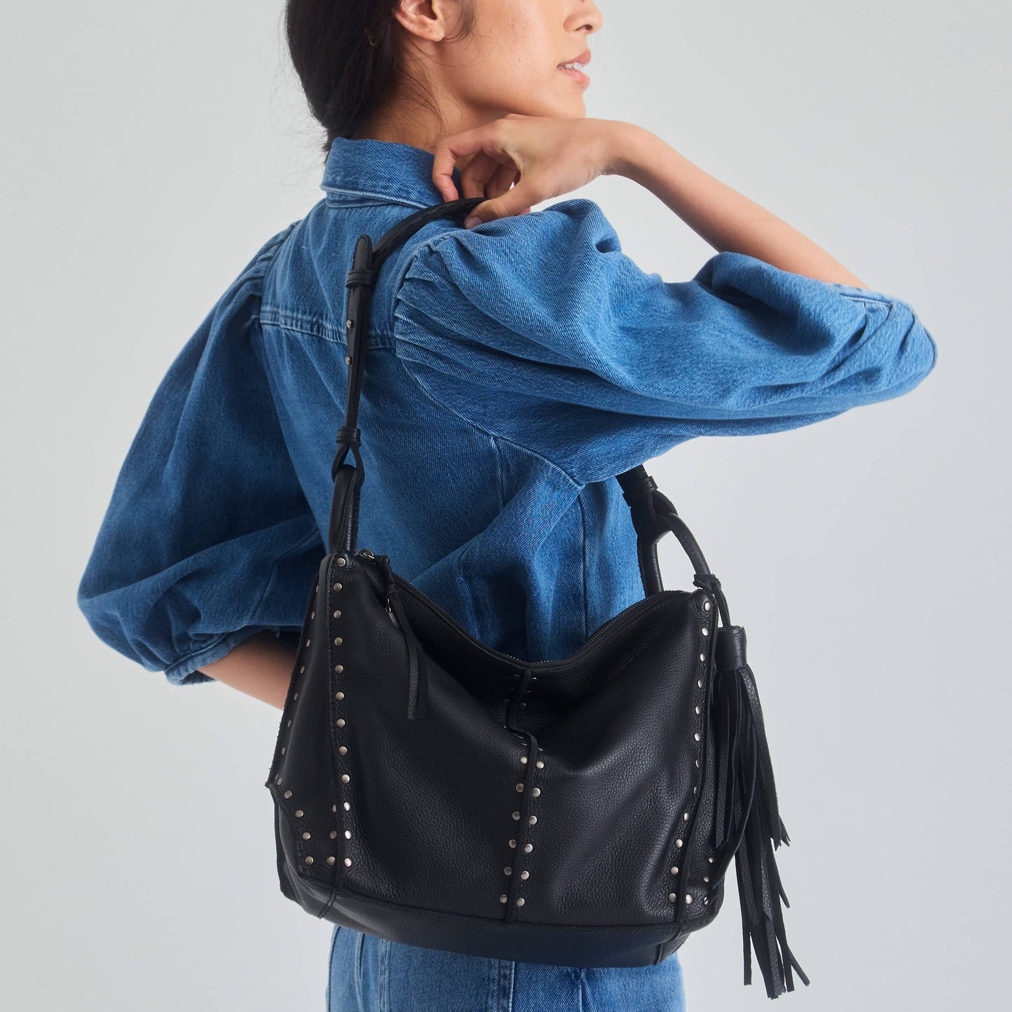 The Sak Los Feliz Slouchy Hobo - Leather - Black Silver Stud