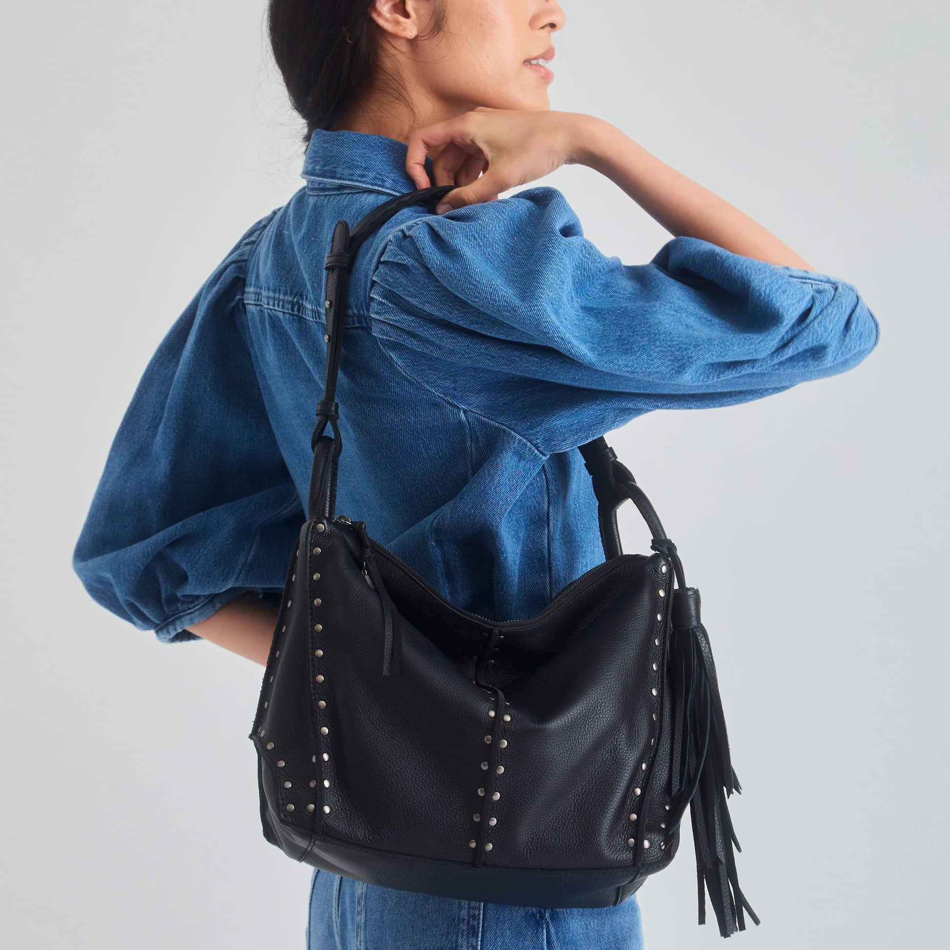 The Sak Los Feliz Slouchy Hobo - Leather - Black Silver Stud
