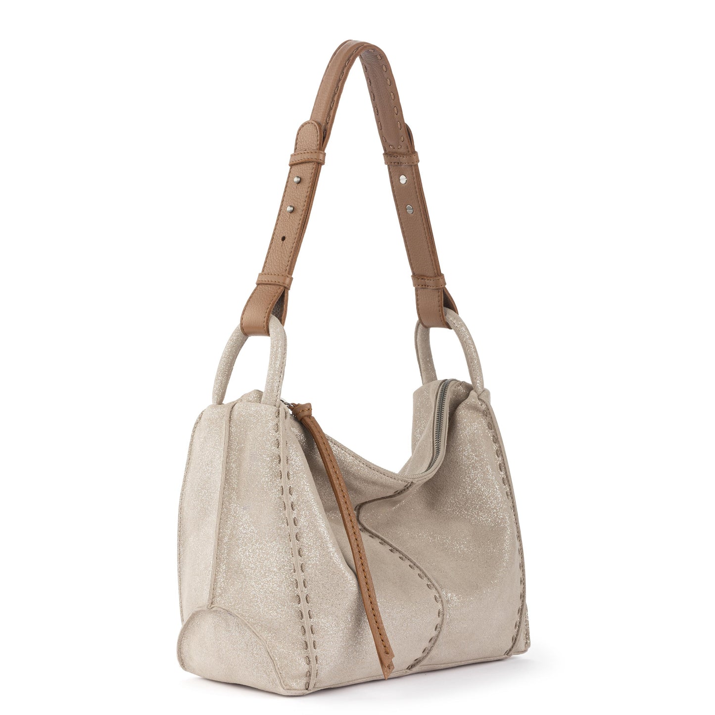 The Sak Los Feliz Slouchy Hobo - Leather - Sand Sparkle Suede