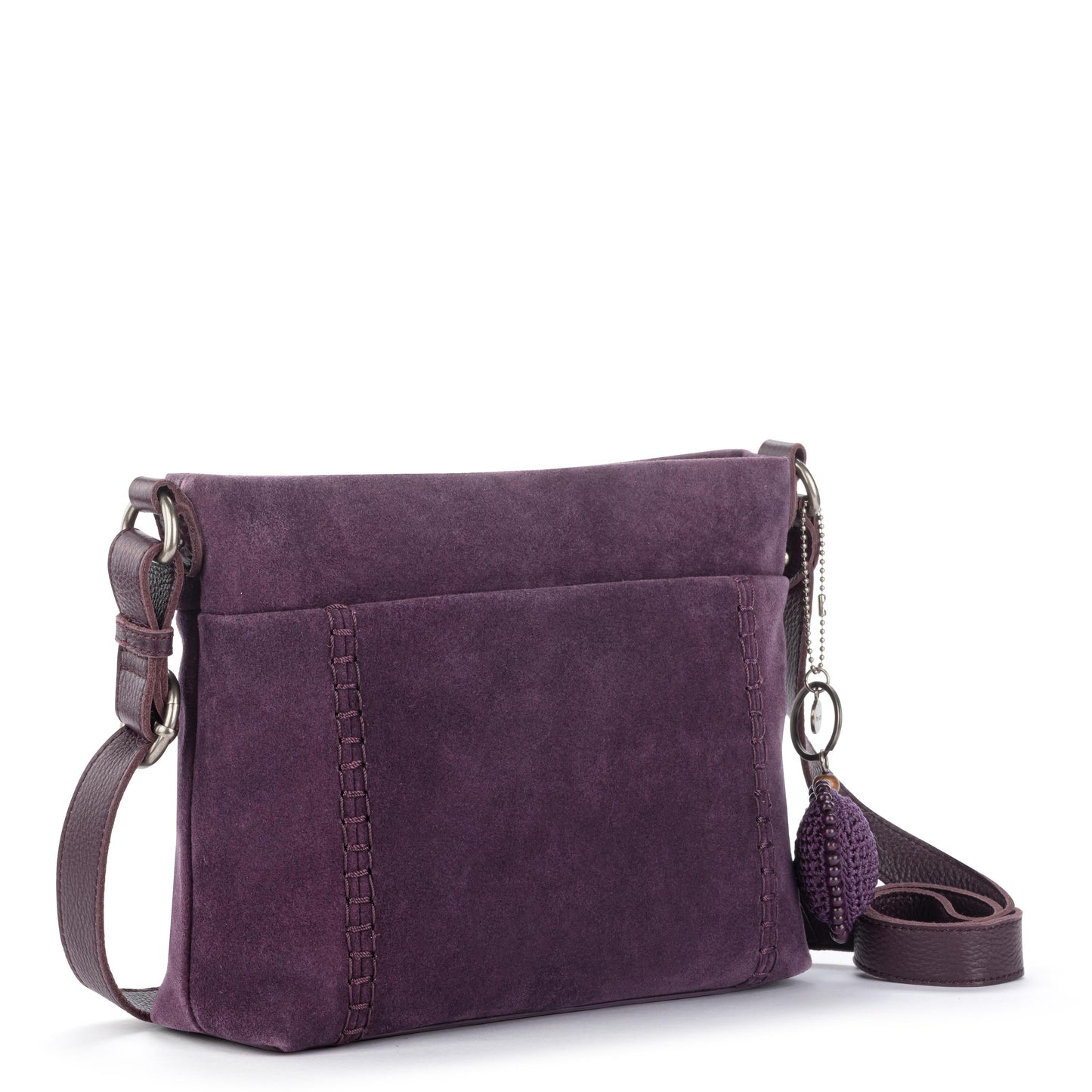 The Sak Melrose Leather Soft Crossbody - Leather - Aubergine Suede Heart