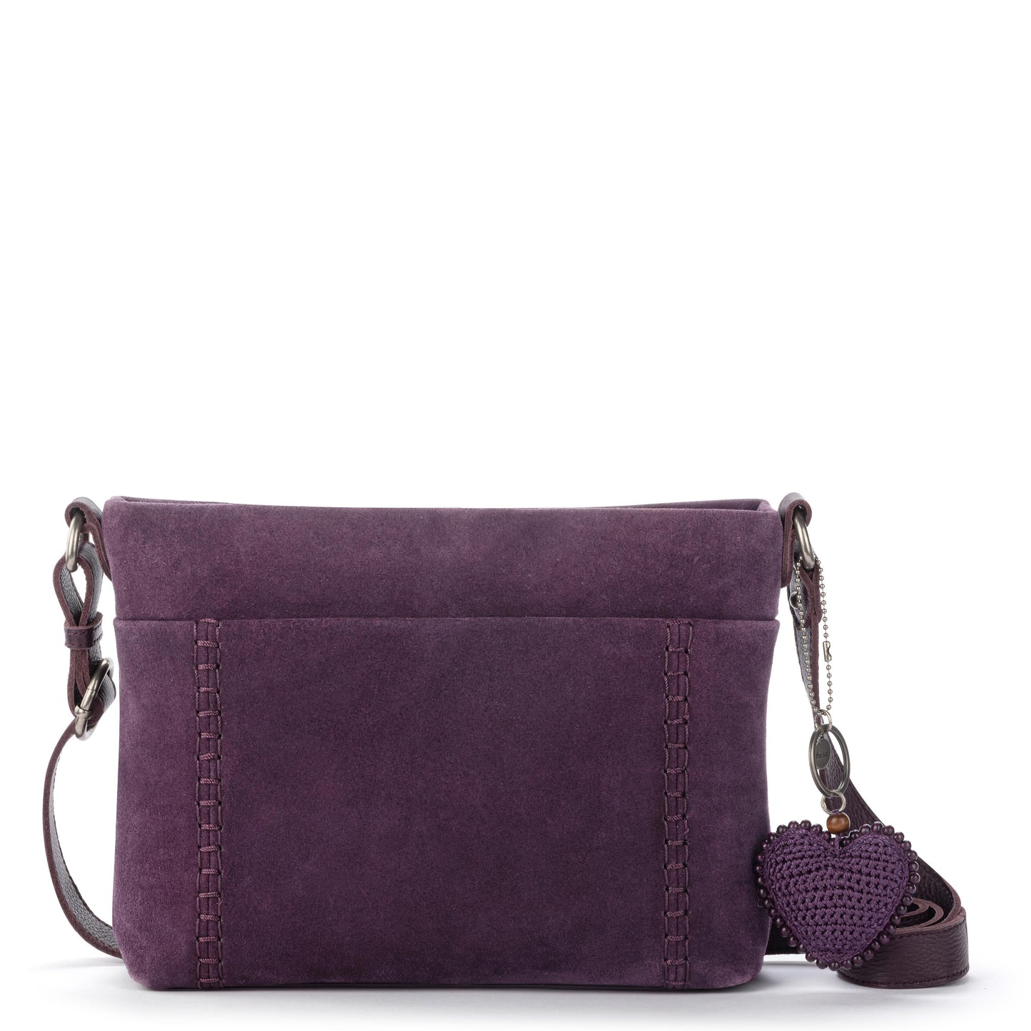 The Sak Melrose Leather Soft Crossbody - Leather - Aubergine Suede Heart