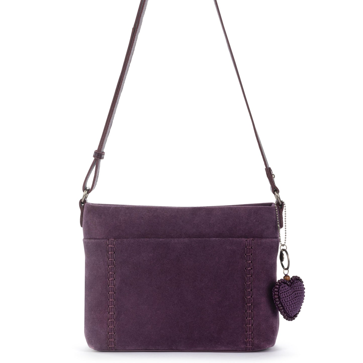 The Sak Melrose Leather Soft Crossbody - Leather - Aubergine Suede Heart