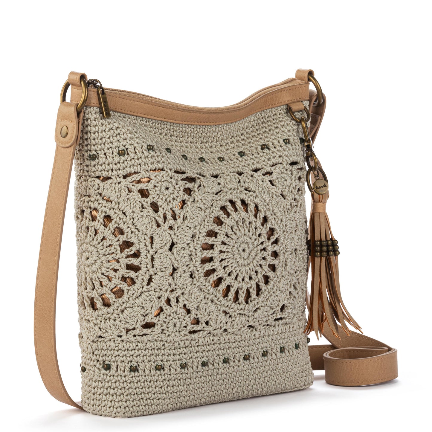 The Sak Lucia Crossbody Crochet - Natural Grey Medallion