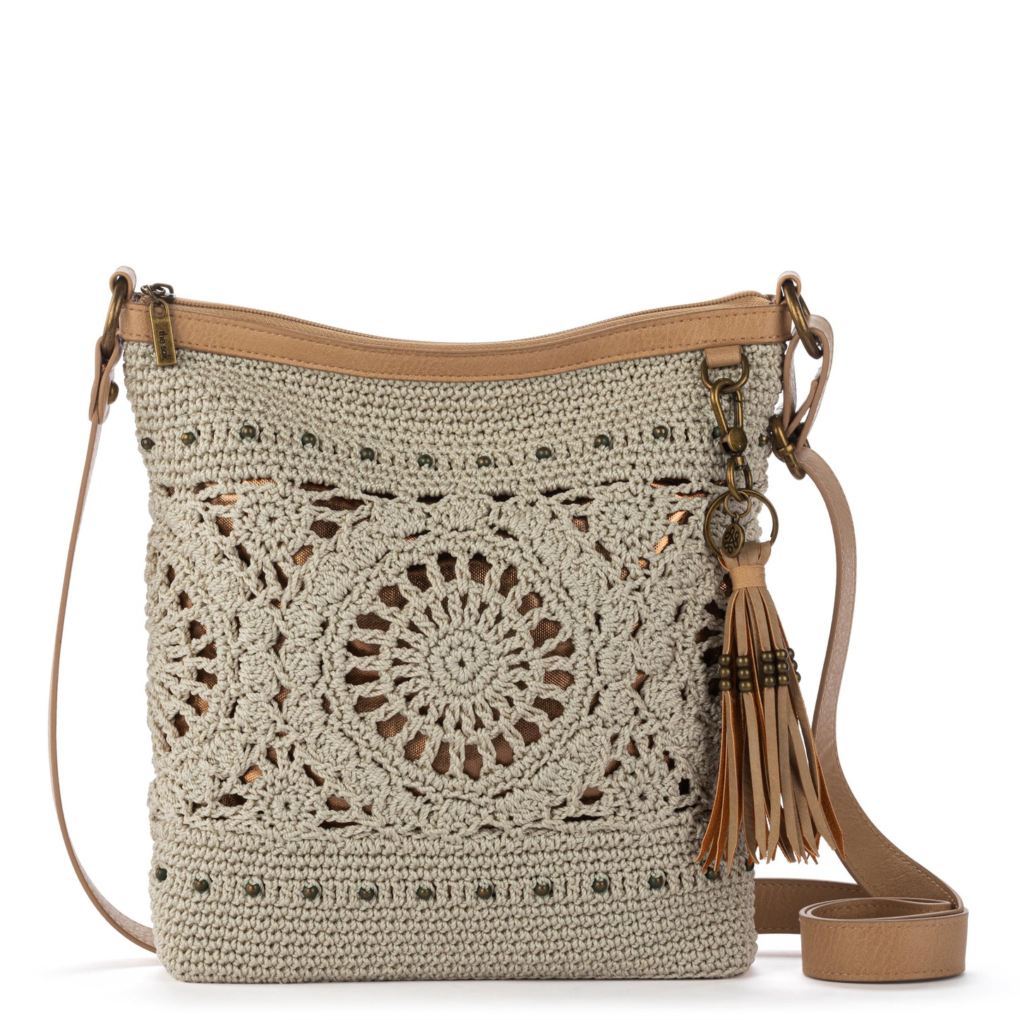 The Sak Lucia Crossbody Crochet - Natural Grey Medallion