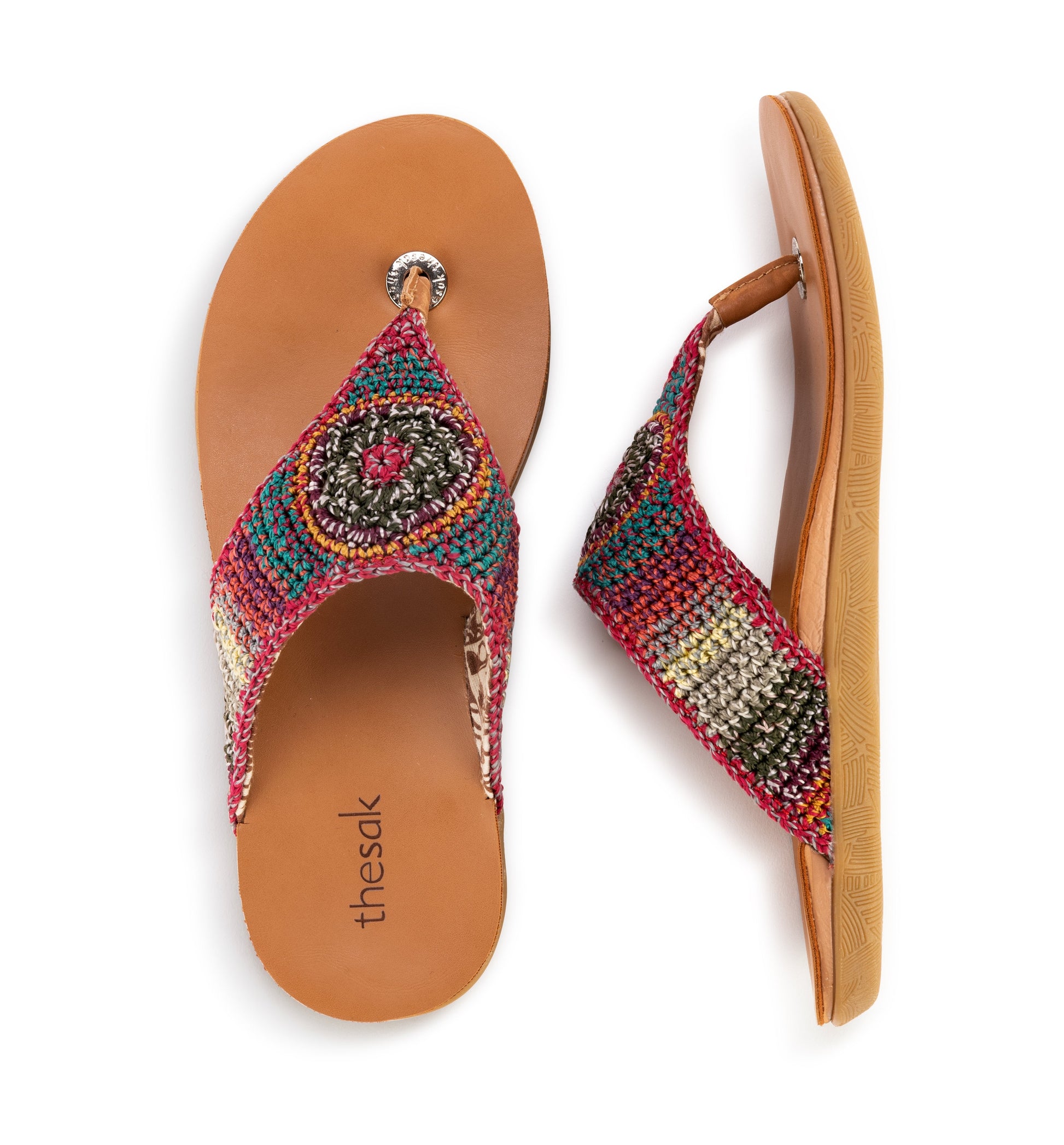 The Sak Shana Thong Sandals Crochet - |Sunset Stripe With Tobacco Batik|