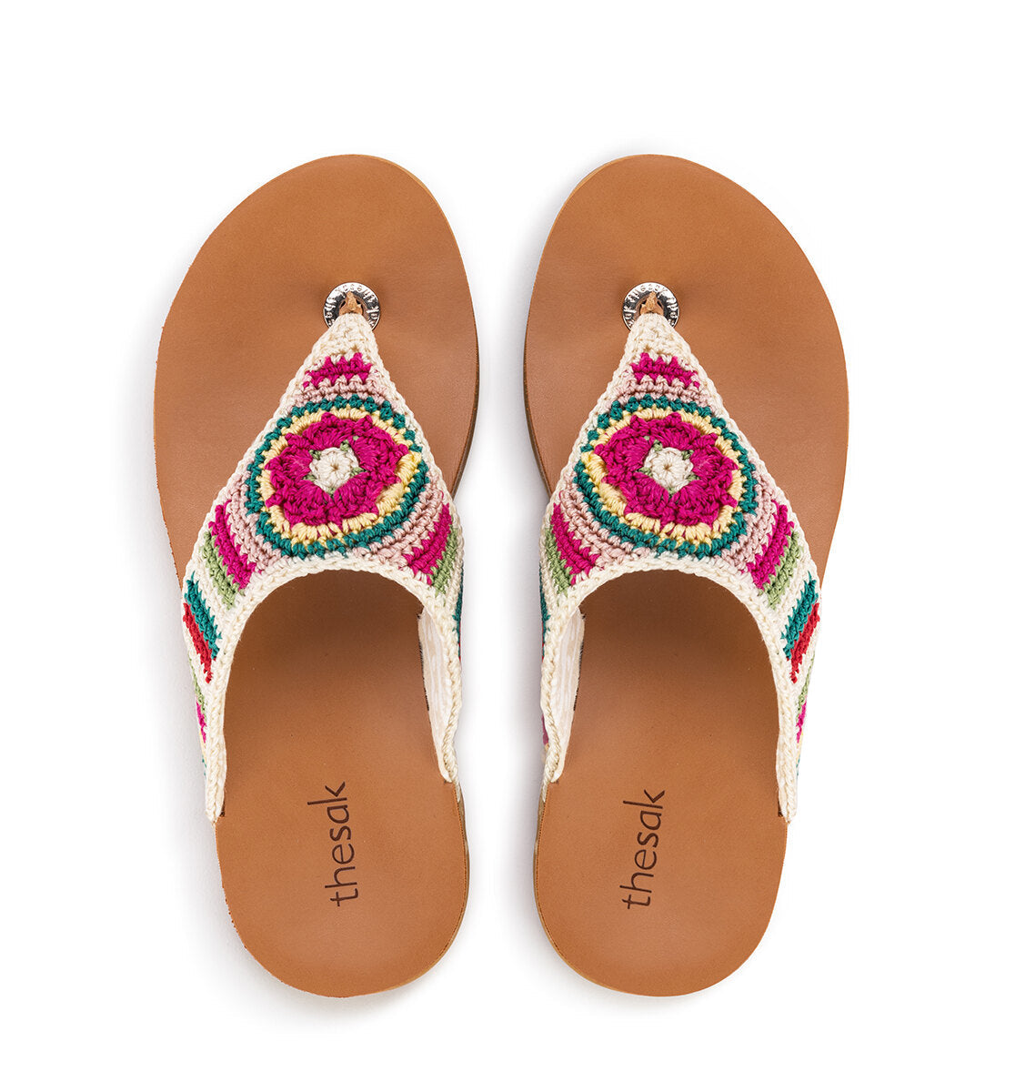 The Sak Shana Sandal - Hand Crochet - Seashore Stripe With Boho Wanderlust