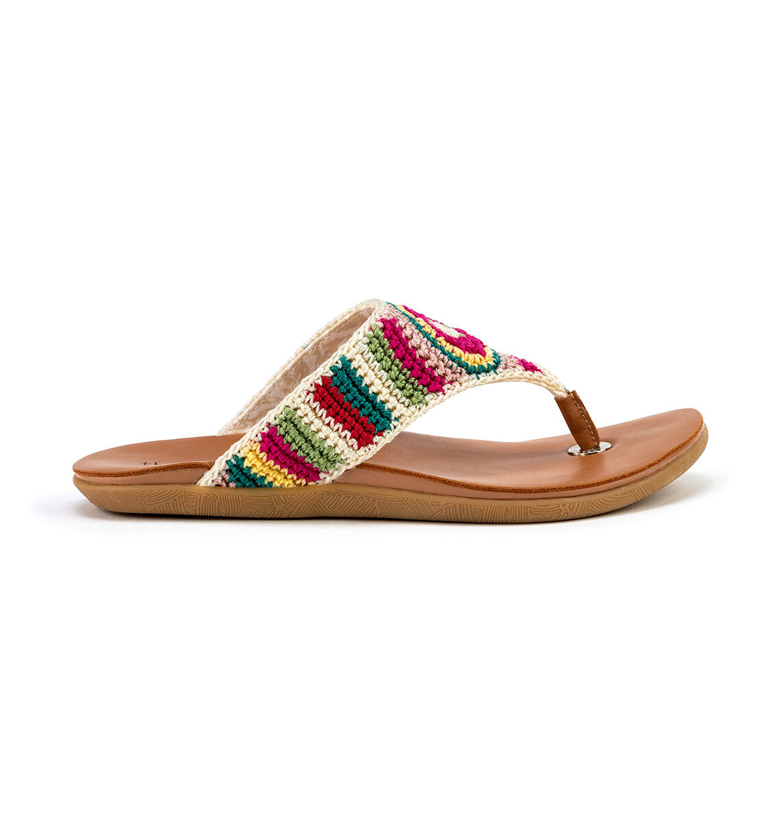 The Sak Shana Sandal - Hand Crochet - Seashore Stripe With Boho Wanderlust