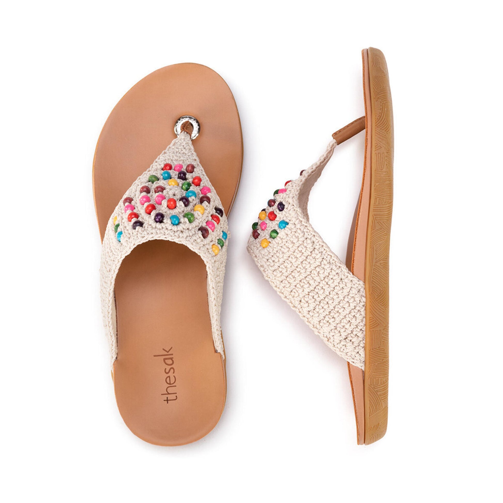 The Sak Shana Sandals Crochet - |Ecru Bali Bead|