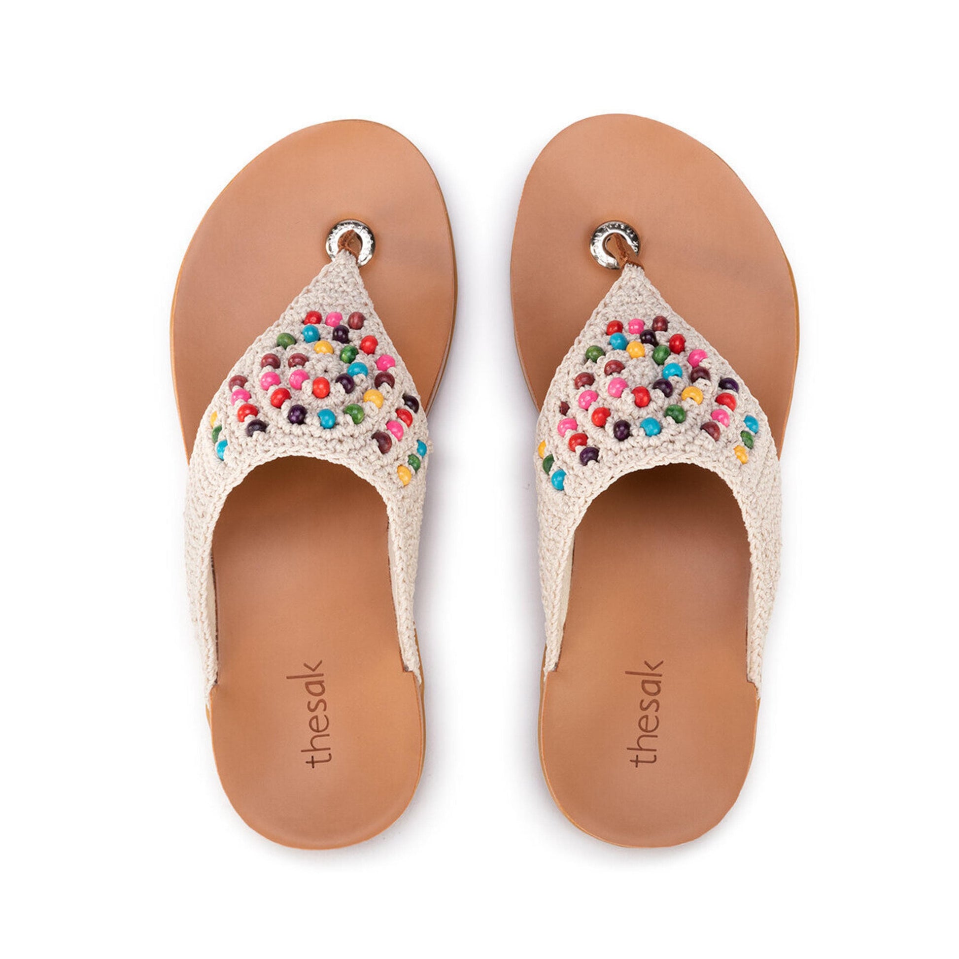 The Sak Shana Sandals Crochet - |Ecru Bali Bead|
