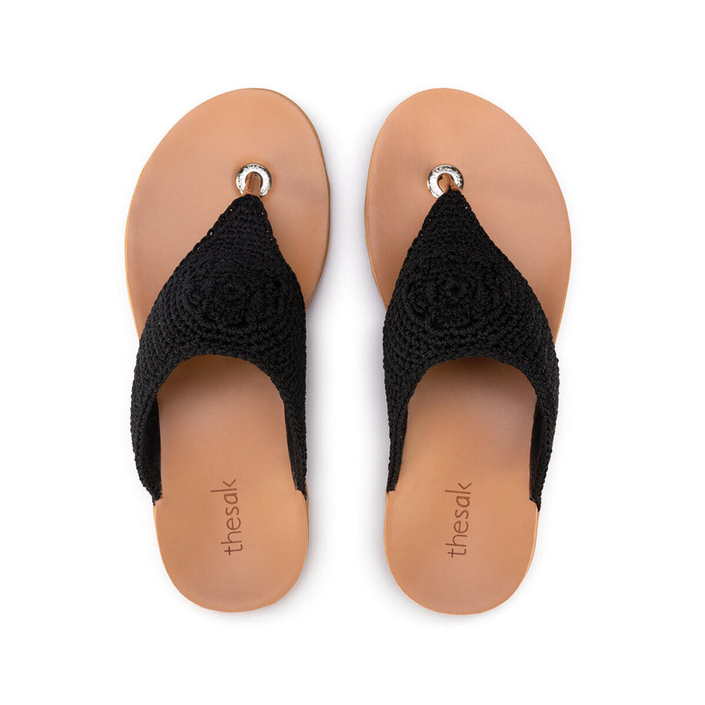 The Sak Shana Sandal - Hand Crochet - Black
