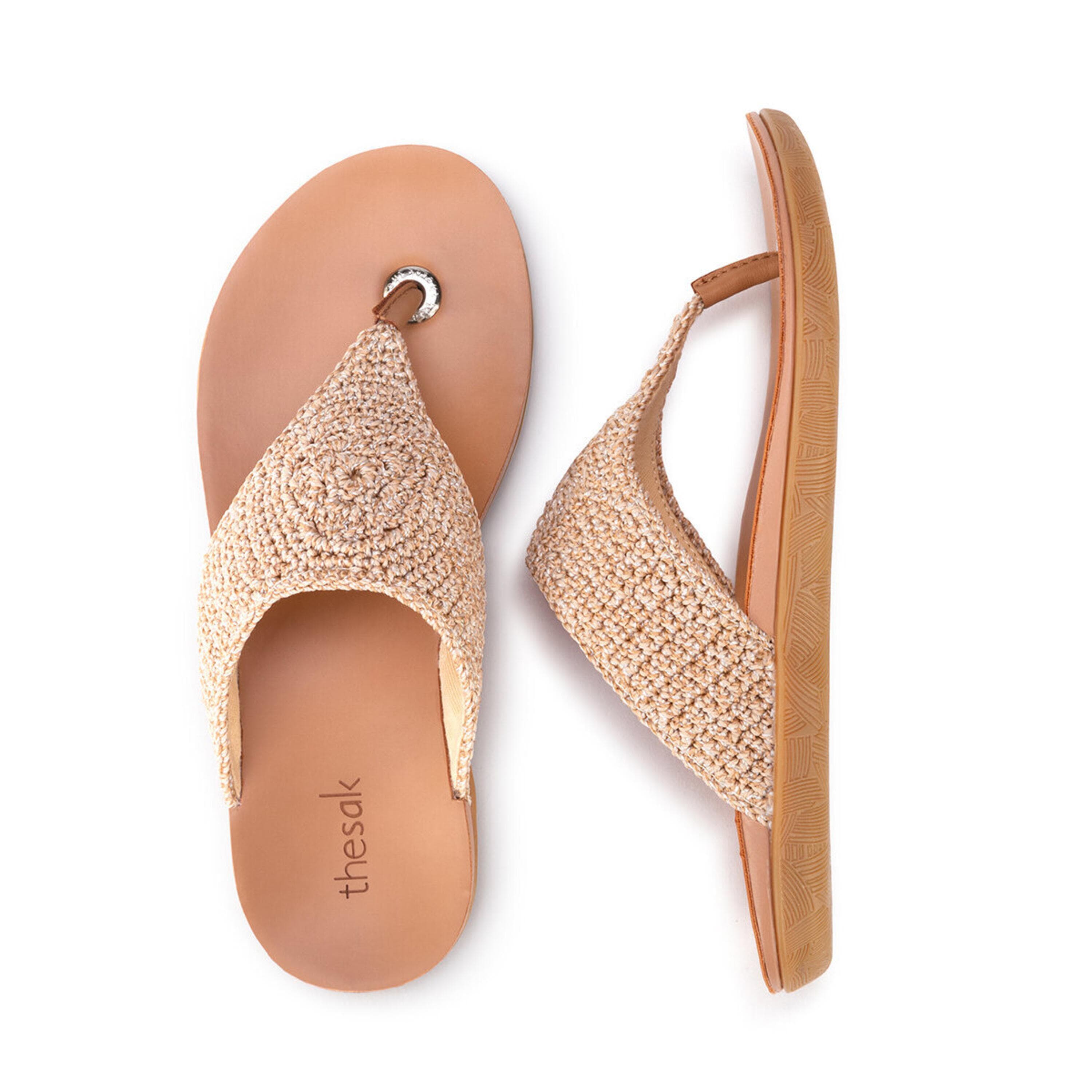 The Sak Shana Sandal - Hand Crochet - Bamboo Stripe