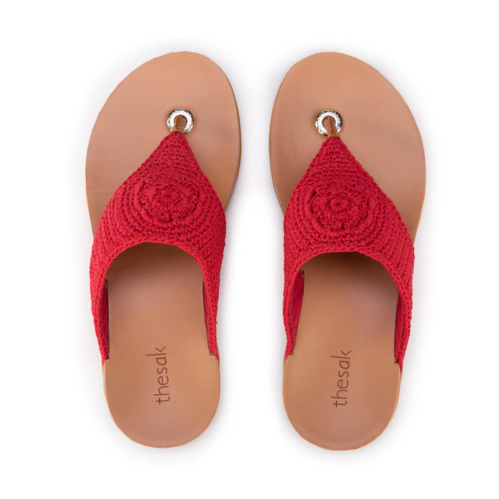 The Sak Shana Sandal - Hand Crochet - Rocket Red
