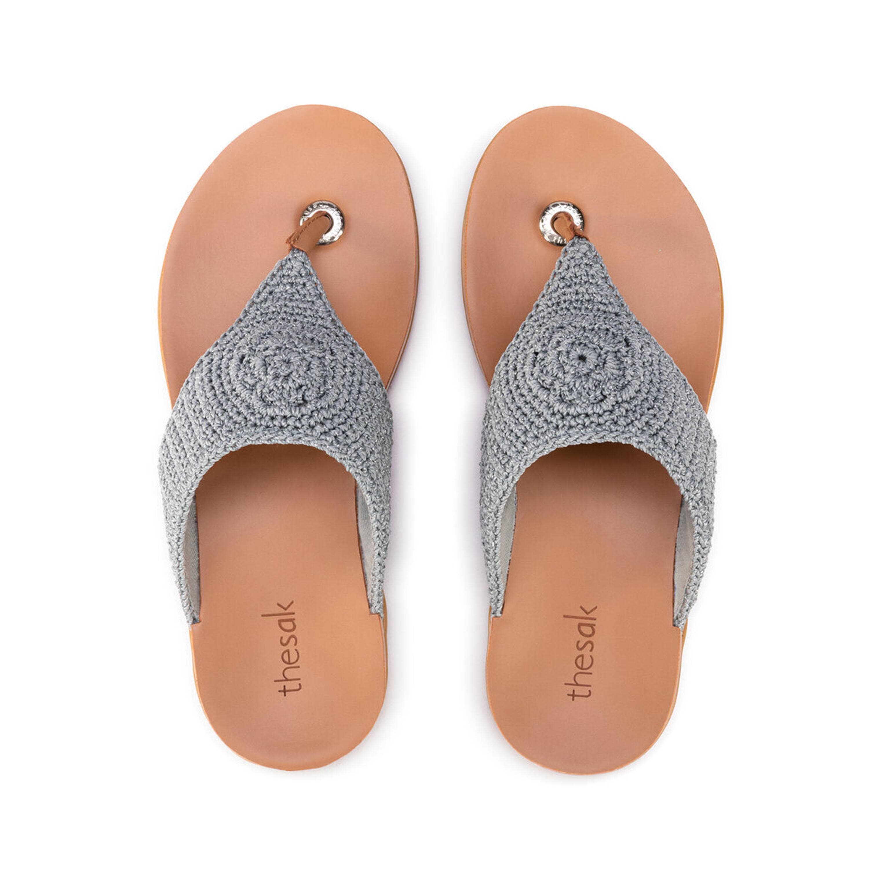 The Sak Shana Sandal - Hand Crochet - Dove Sparkle