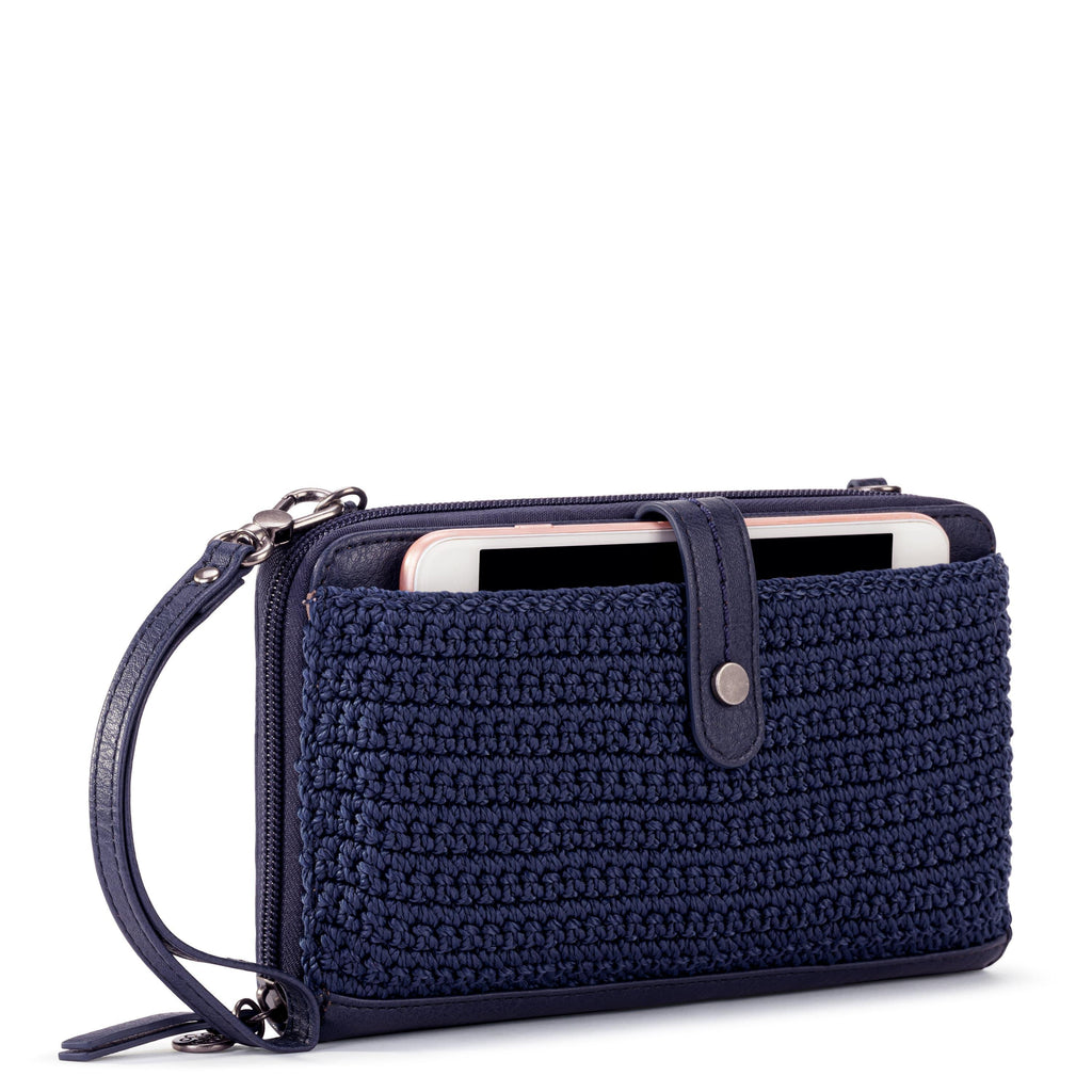 The Sak Iris Smartphone Wallet - Hand Crochet - Denim