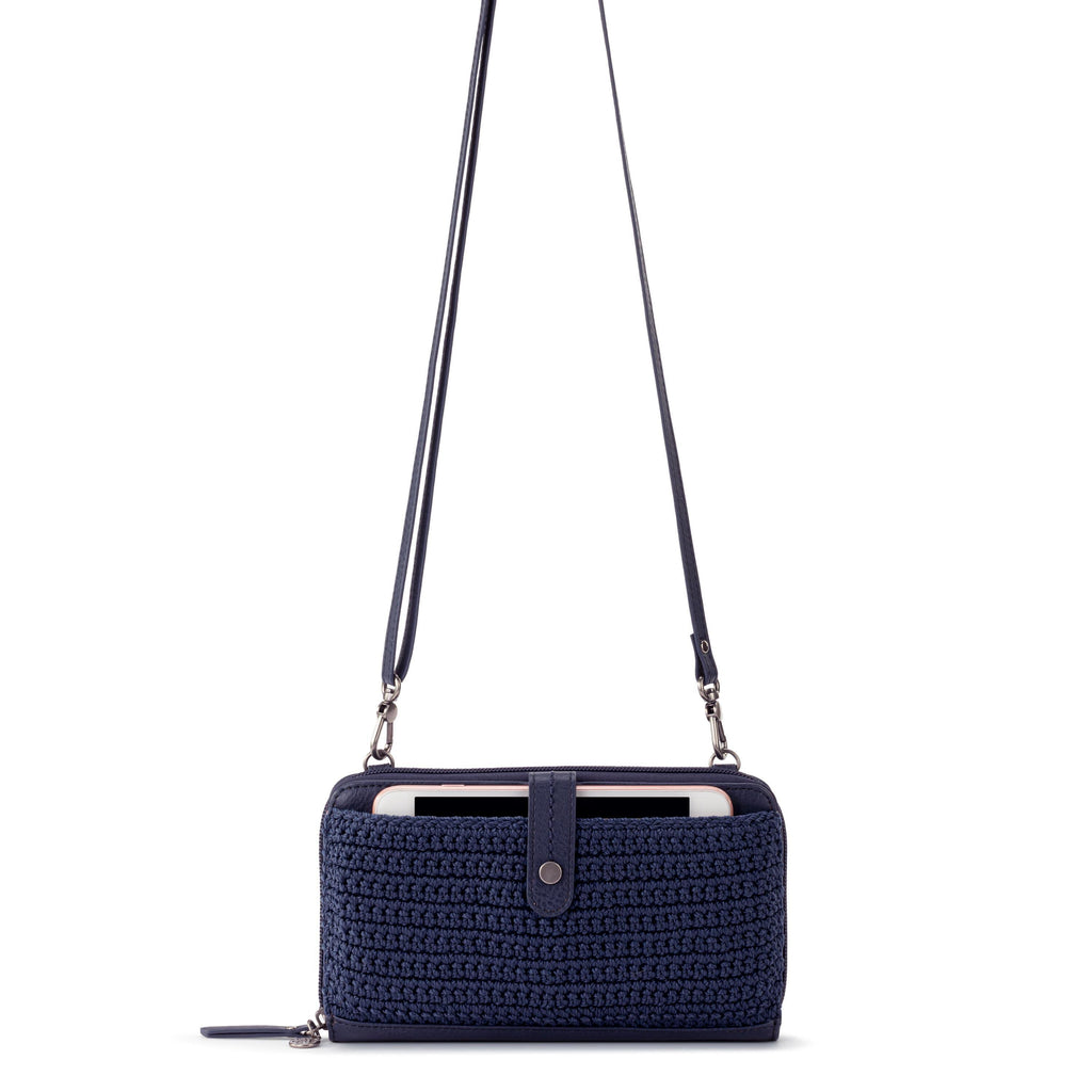 The Sak Iris Smartphone Wallet - Hand Crochet - Denim