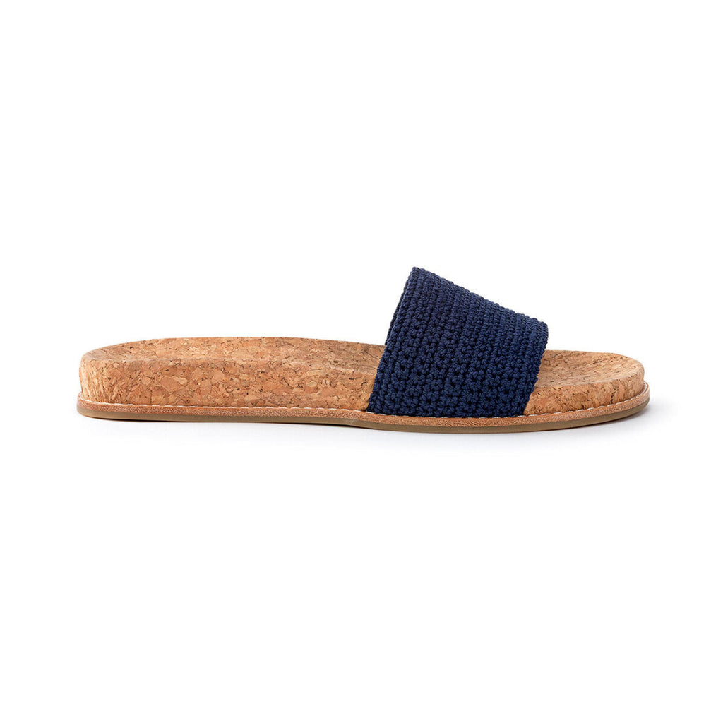 The Sak Mendocino Slide Sandal - Hand Crochet - Denim