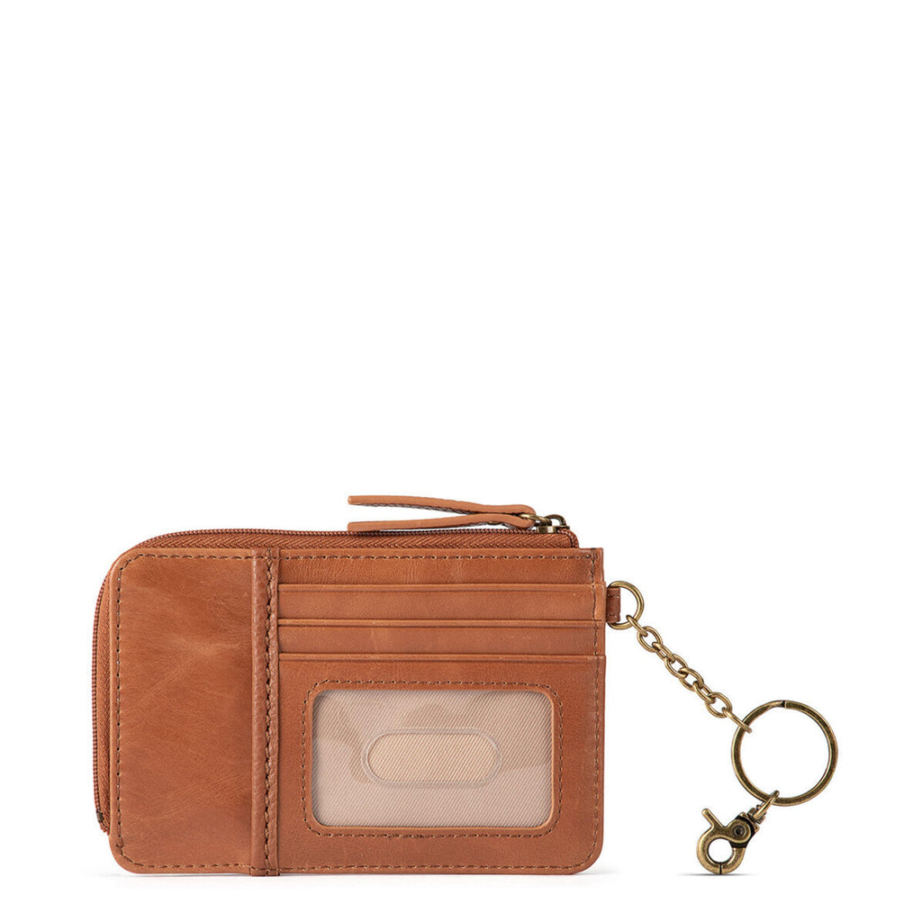 The Sak Iris Card Wallet - Leather - Tobacco Floral Embossed