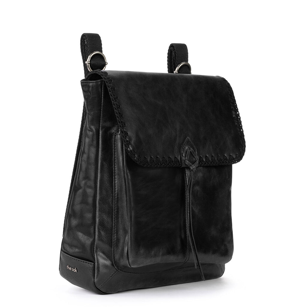 The Sak Ventura Convertible Backpack - Leather - Black Crochet