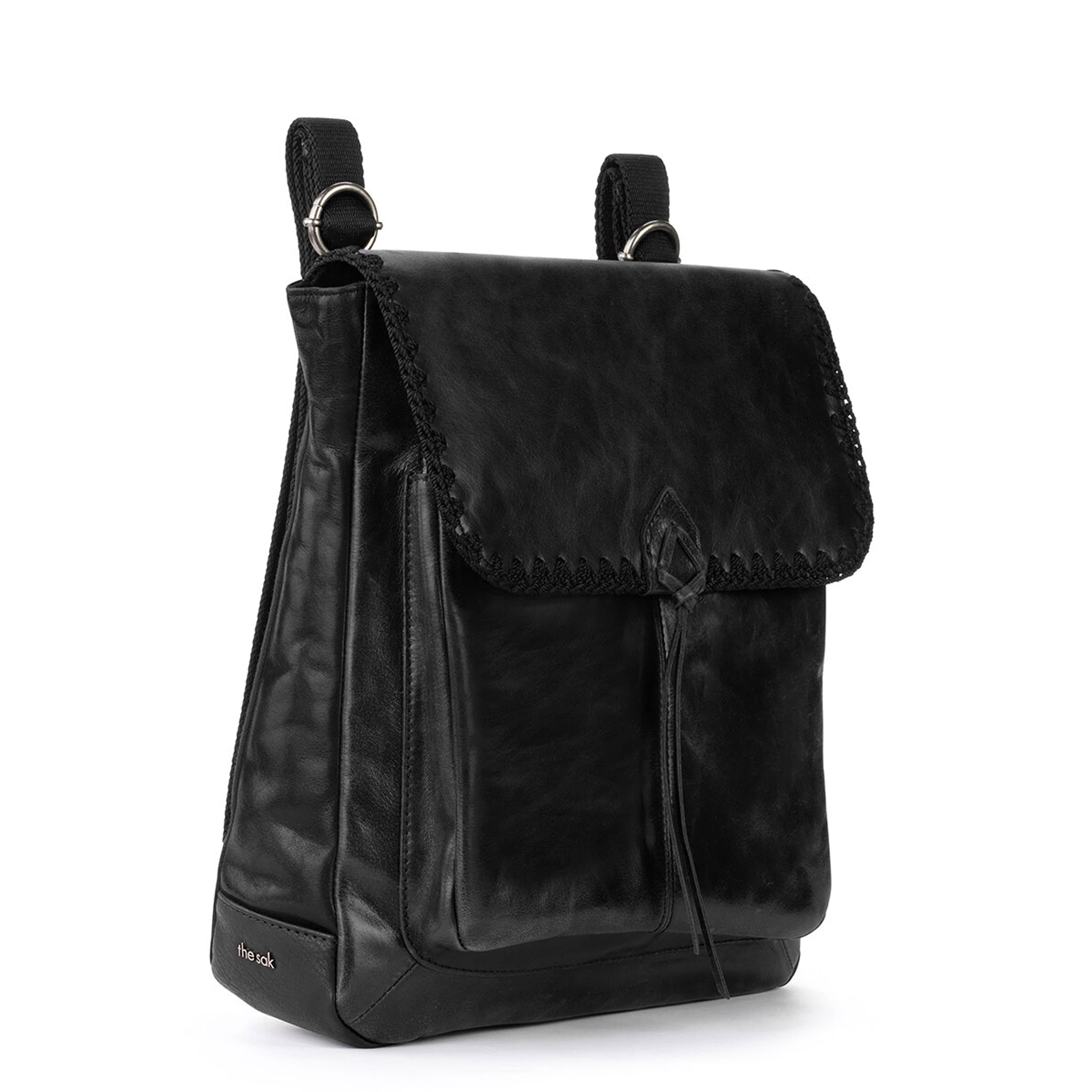 The Sak Ventura Convertible Backpack - Leather - Black Crochet