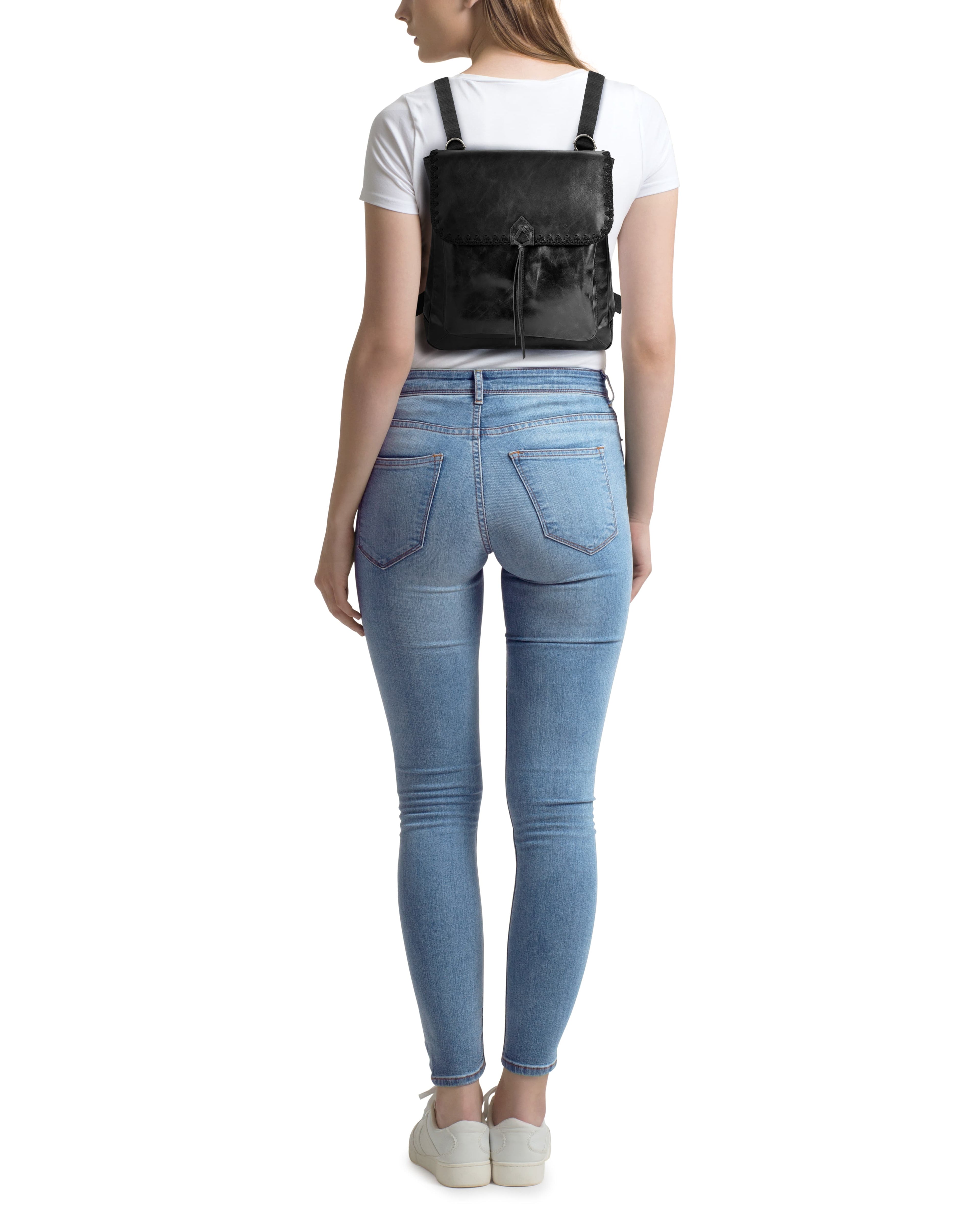 The Sak Ventura Convertible Backpack - Leather - Black Crochet