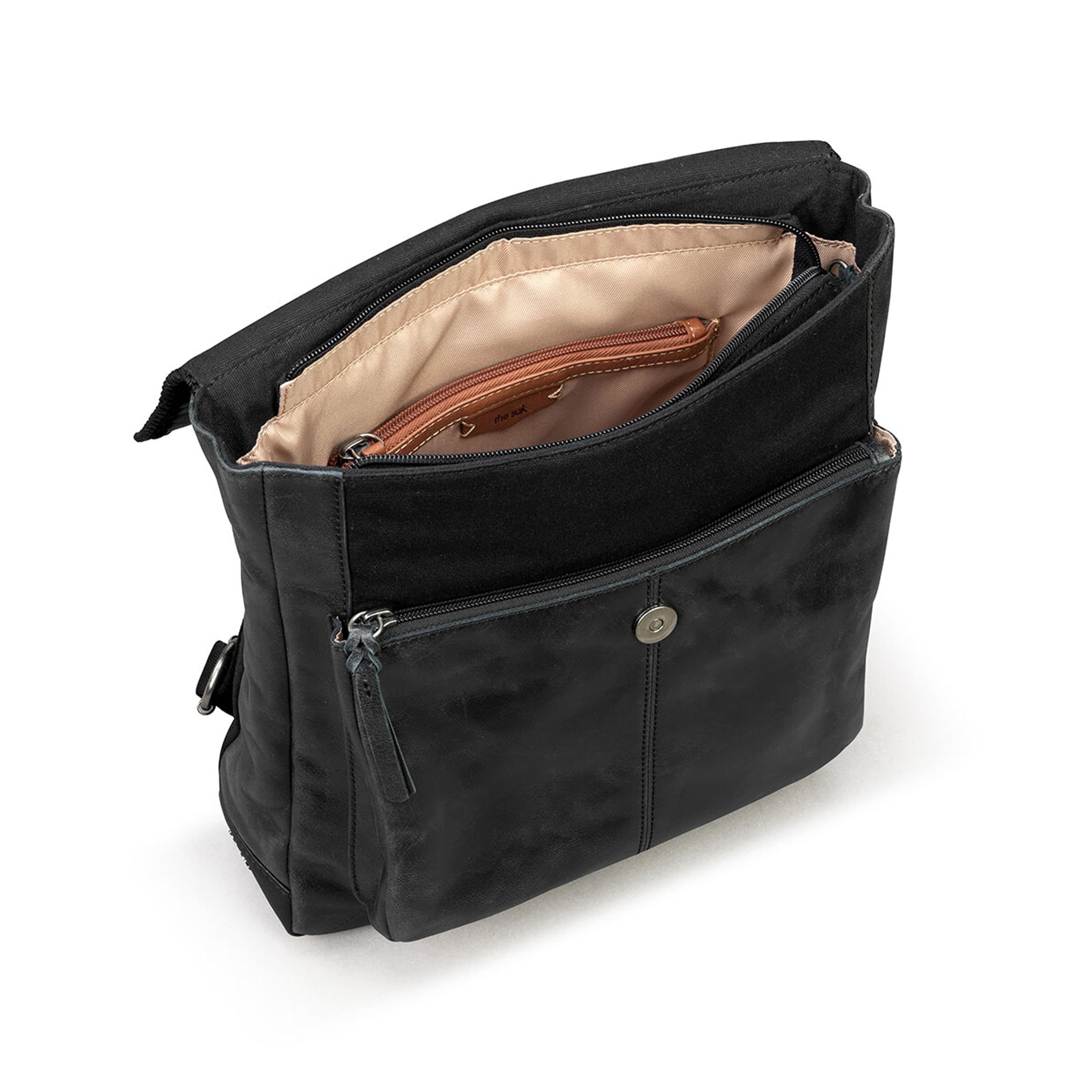 The Sak Ventura Convertible Backpack - Leather - Black Crochet