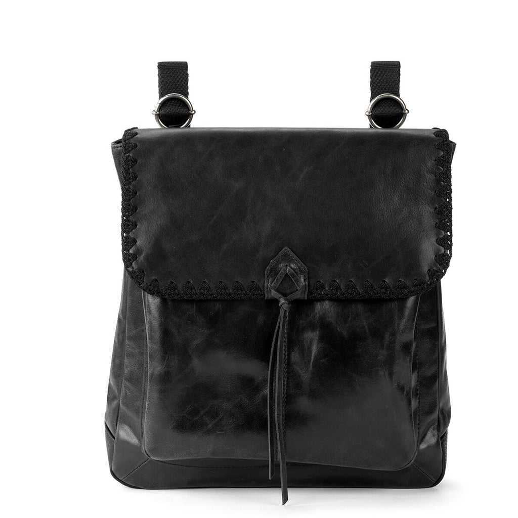 The Sak Ventura Convertible Backpack - Leather - Black Crochet