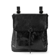 Ventura Convertible Backpack - Leather - Black Crochet