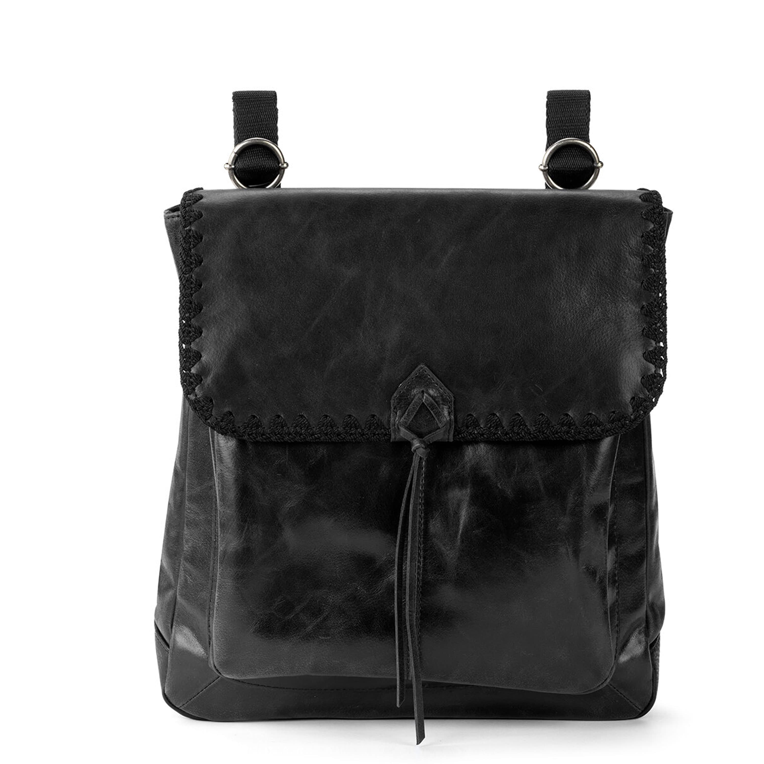 The Sak Ventura Convertible Backpack - Leather - Black Crochet