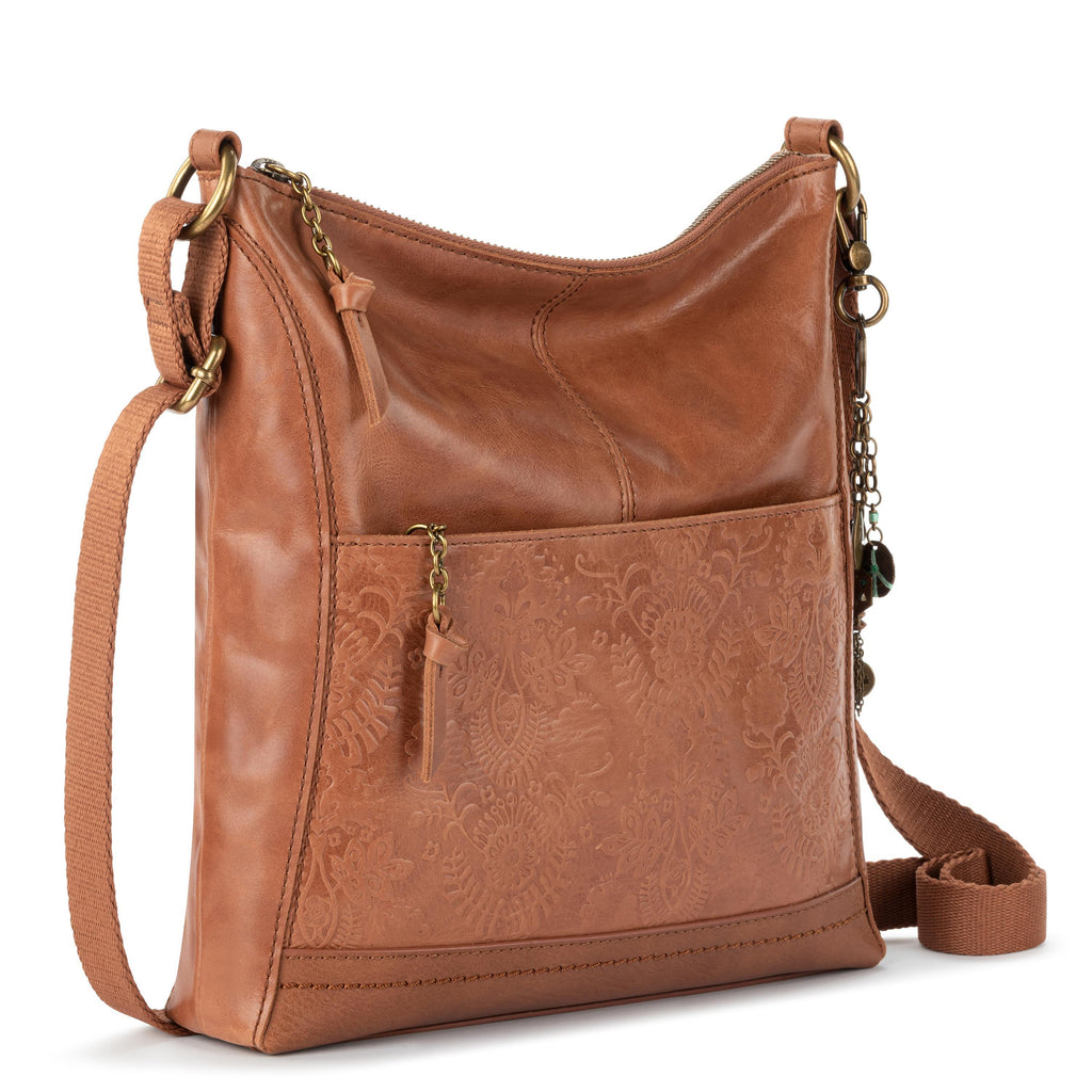 The Sak Lucia Crossbody - Leather - Tobacco Floral Embossed