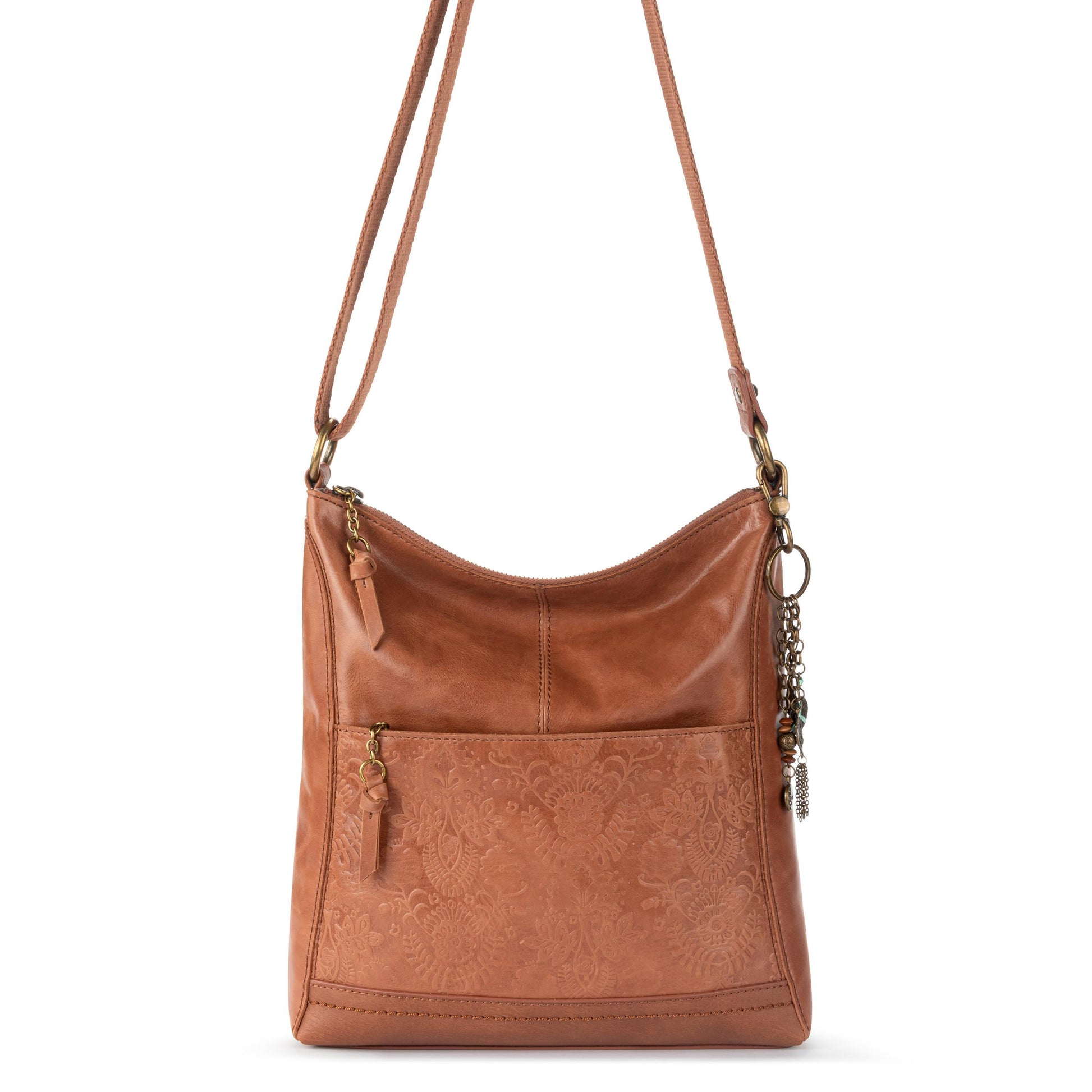The Sak Lucia Crossbody Leather - |Tobacco Floral Embossed|