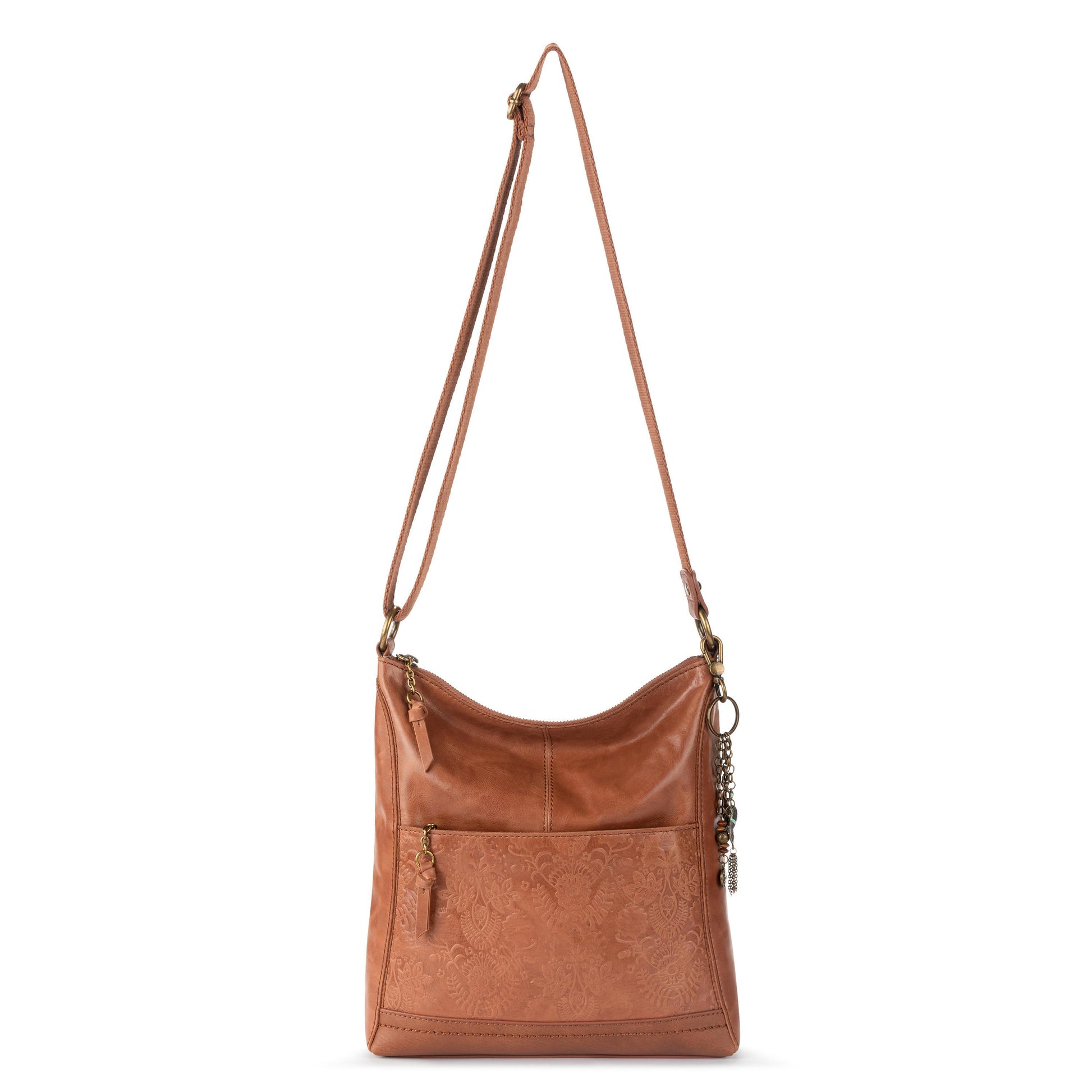 The Sak Lucia Crossbody Leather - |Tobacco Floral Embossed|