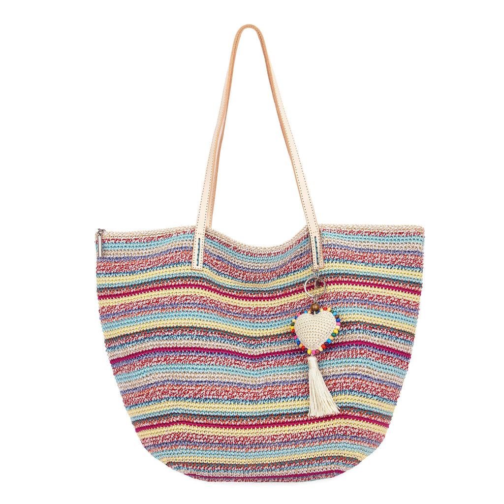 The Sak Faye Large Tote - Hand Crochet - Eden Stripe